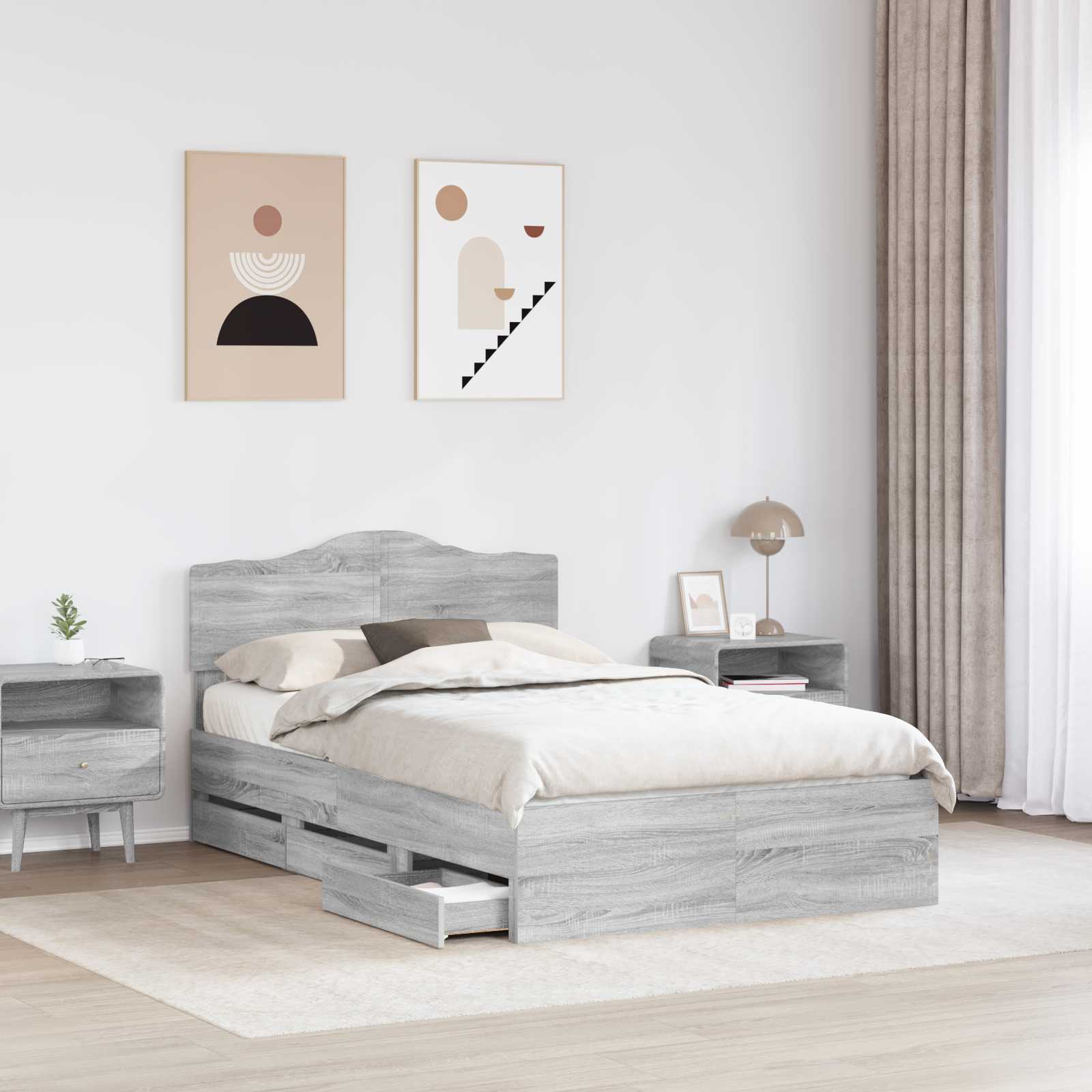 Cadre de lit Gris Sonoma 120 x 190 cm Bois Ingénierie - XIOS