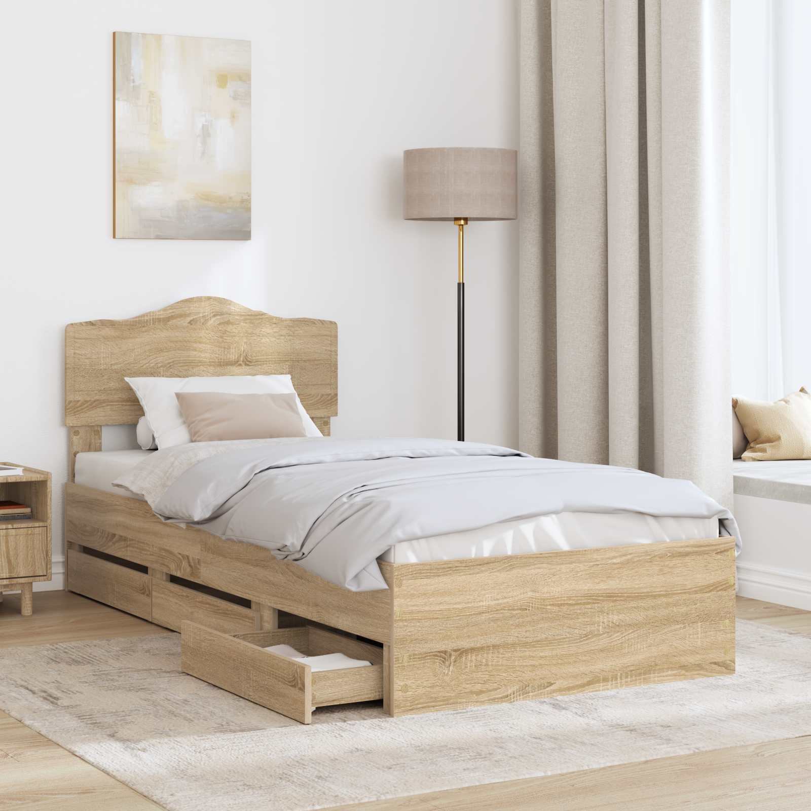 Cadre de lit Chêne Sonoma 100 x 200 cm Bois Ingénierie - XIOS