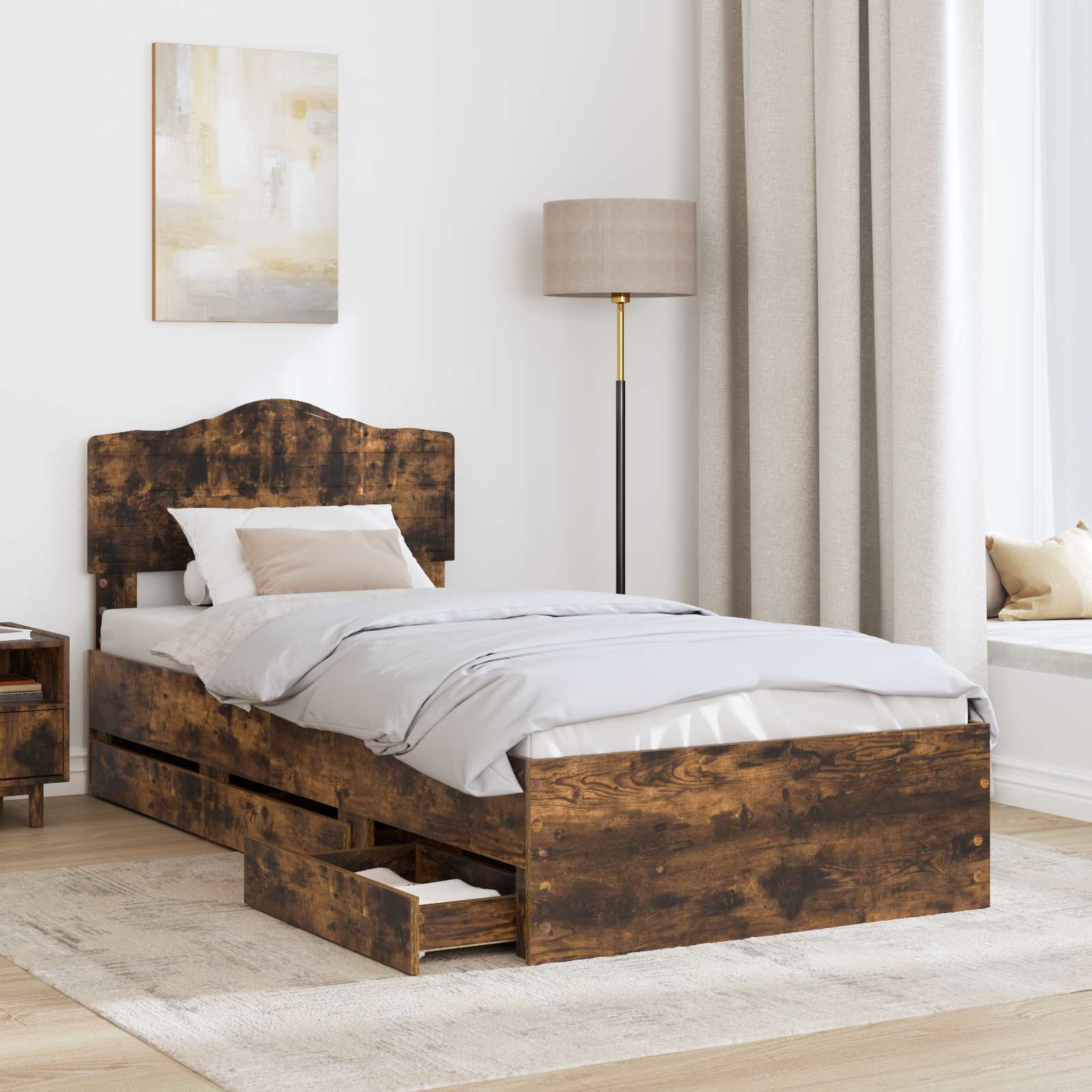 Cadre de lit Chêne fumé 100 x 200 cm Bois Ingénierie - XIOS