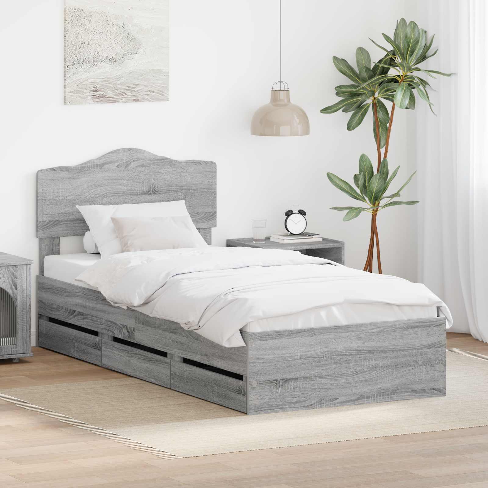 Cadre de lit Gris Sonoma 100 x 200 cm Bois Ingénierie - XIOS