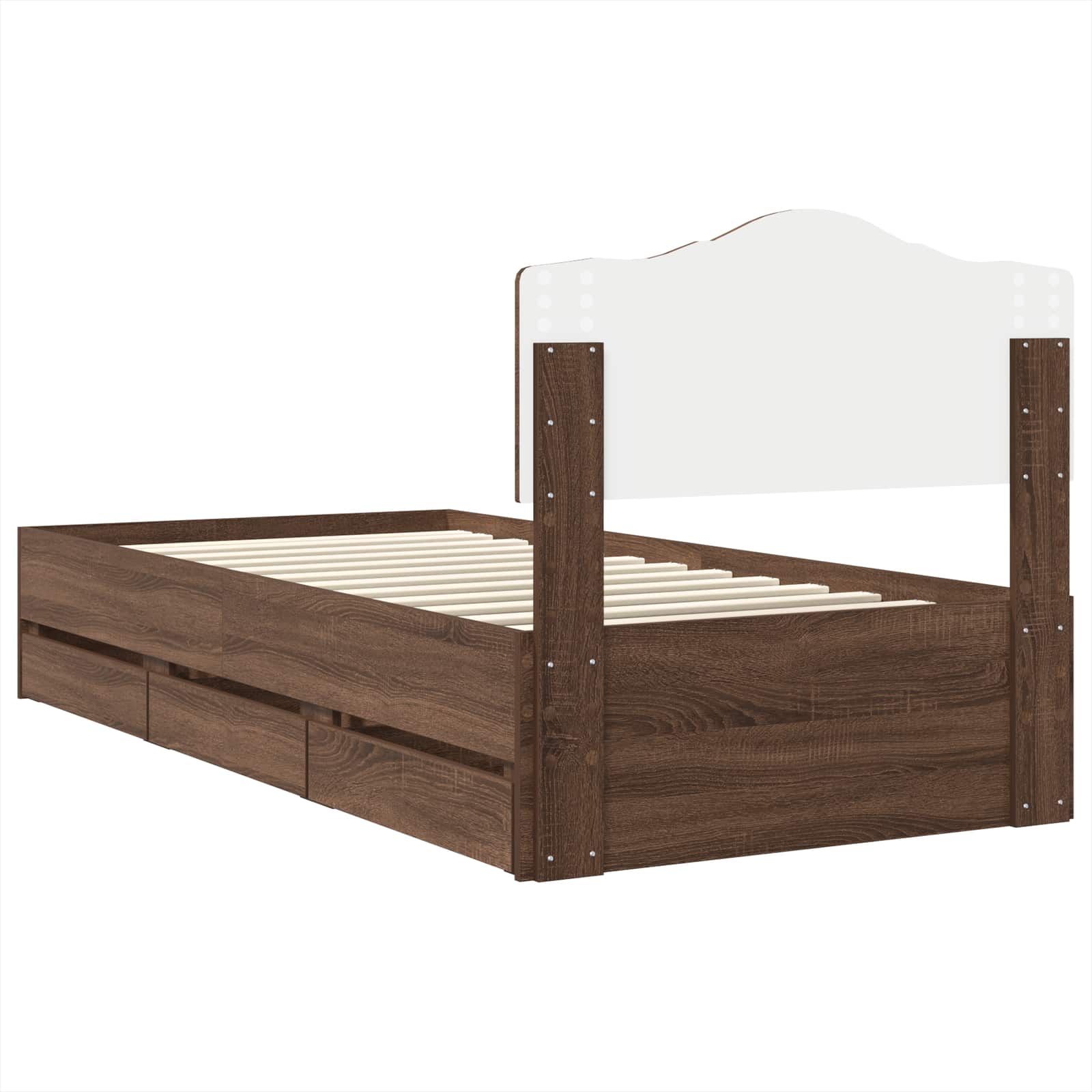 Cadre de lit avec tiroir Chêne brun 90 x 200 cm Bois Ingénierie - XIOS