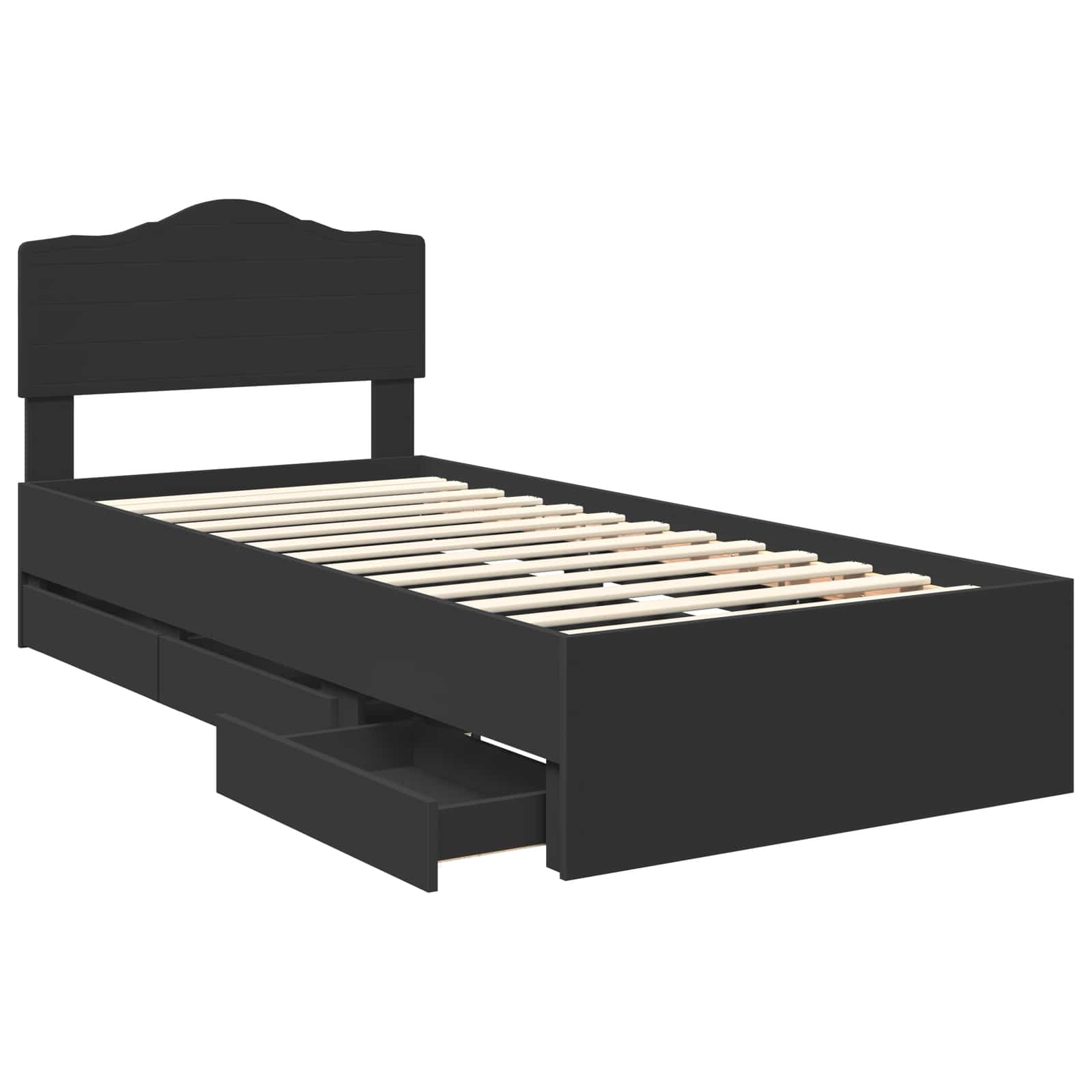Cadre de lit avec tiroir Noir 90 x 190 cm Bois Ingénierie - XIOS