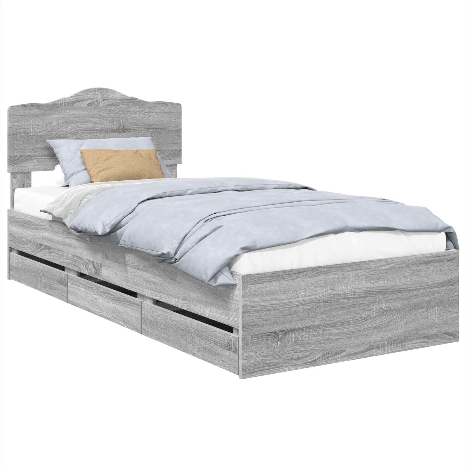 Cadre de lit Gris Sonoma 90 x 190 cm Bois Ingénierie - XIOS