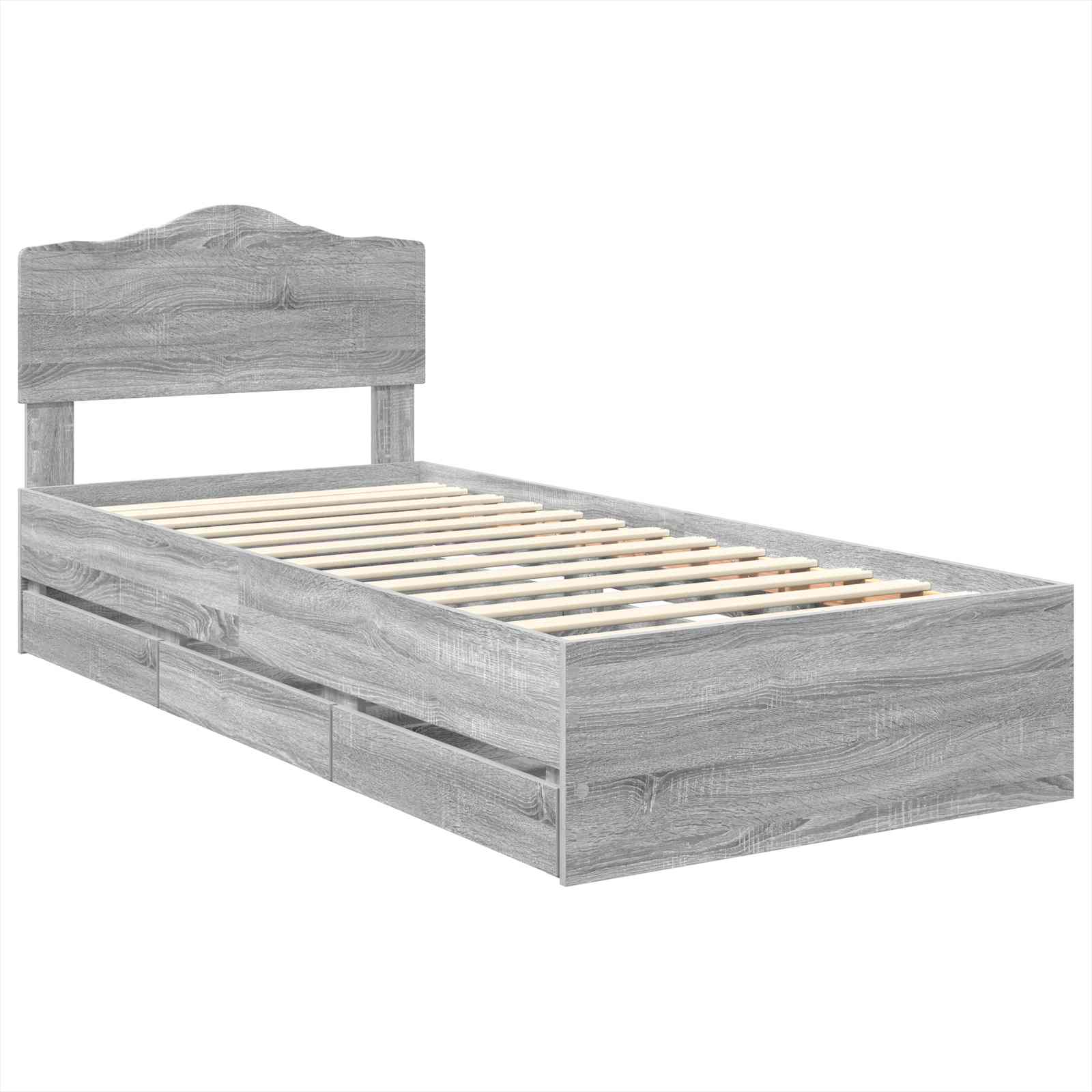 Cadre de lit Gris Sonoma 90 x 190 cm Bois Ingénierie - XIOS