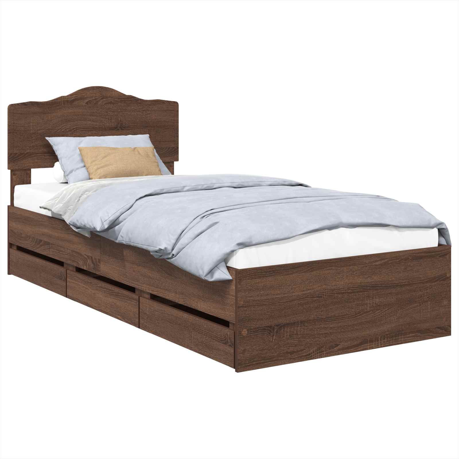 Cadre de lit avec tiroir Chêne brun 90 x 190 cm Bois Ingénierie - XIOS