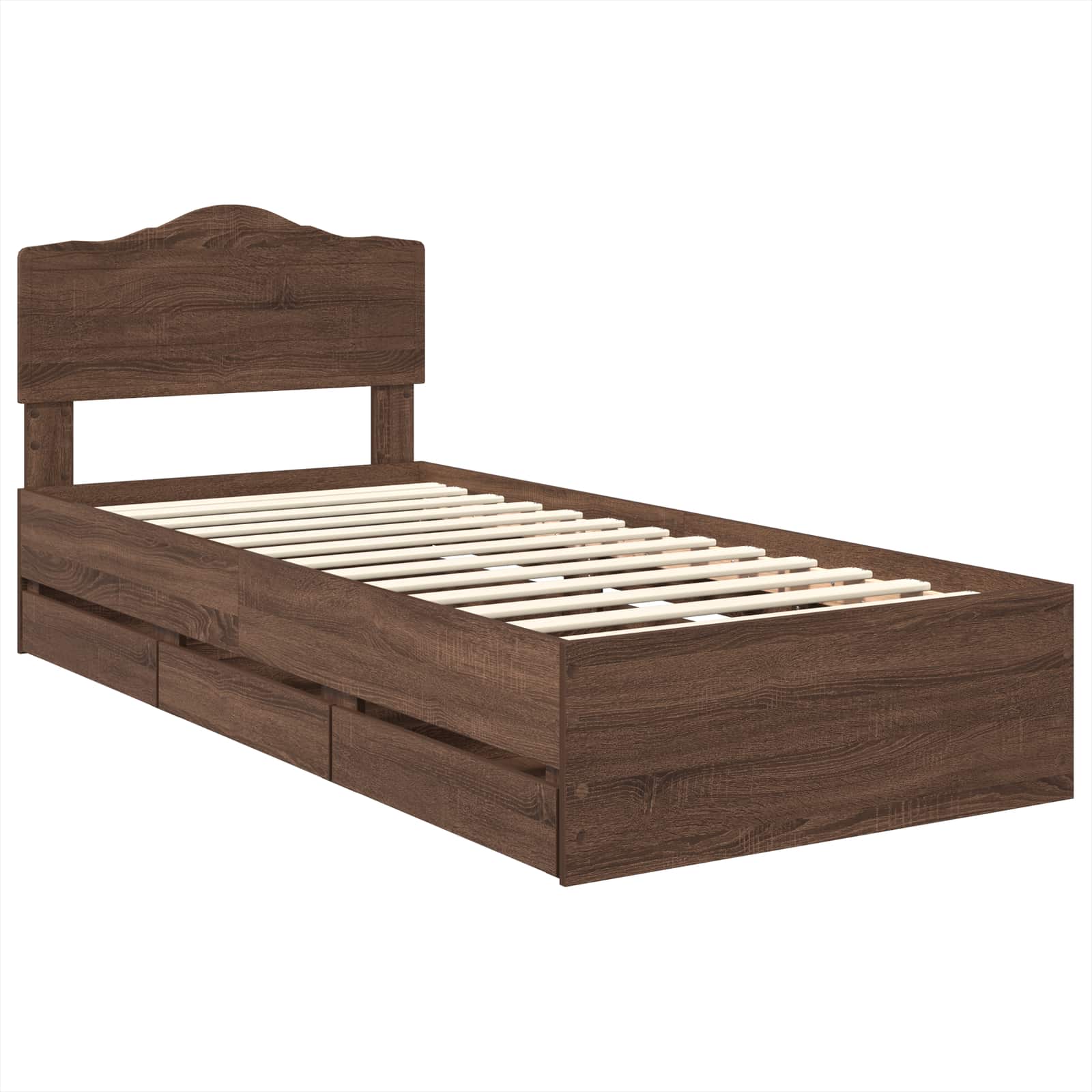 Cadre de lit avec tiroir Chêne brun 90 x 190 cm Bois Ingénierie - XIOS