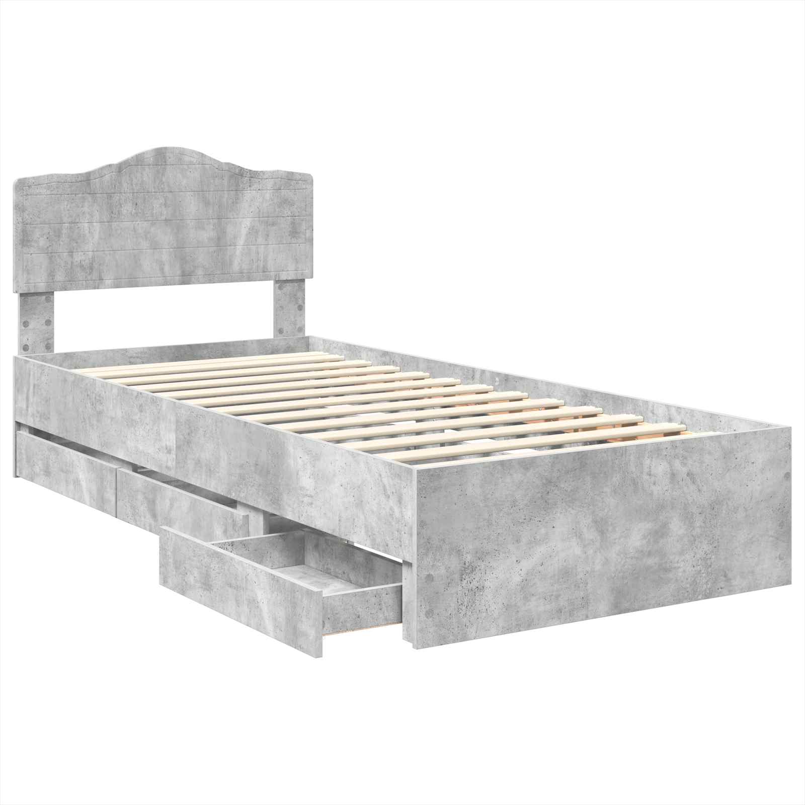 Cadre de lit avec tiroir Gris béton 75 x 190 cm Bois Ingénierie - XIOS