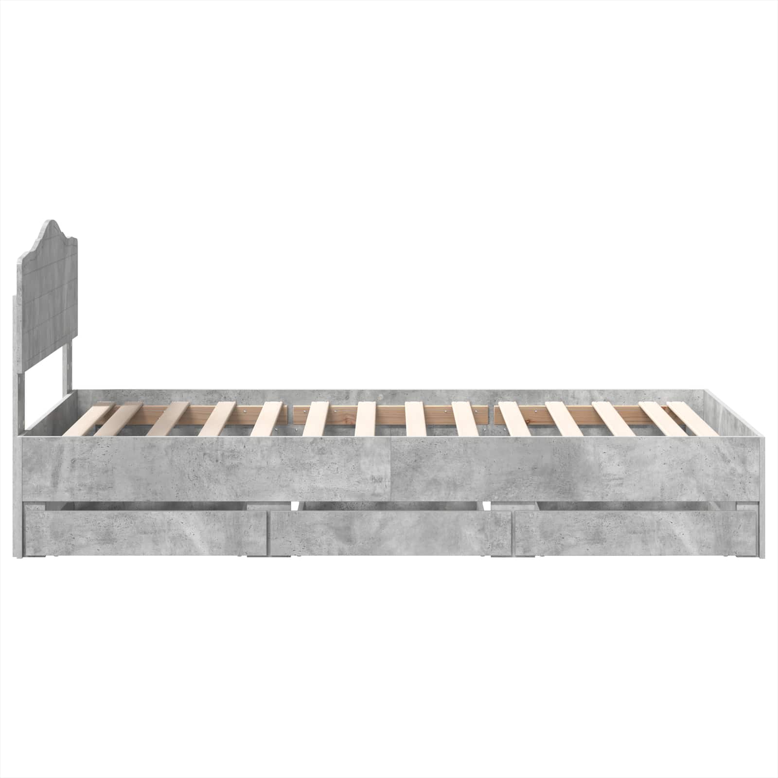 Cadre de lit avec tiroir Gris béton 75 x 190 cm Bois Ingénierie - XIOS