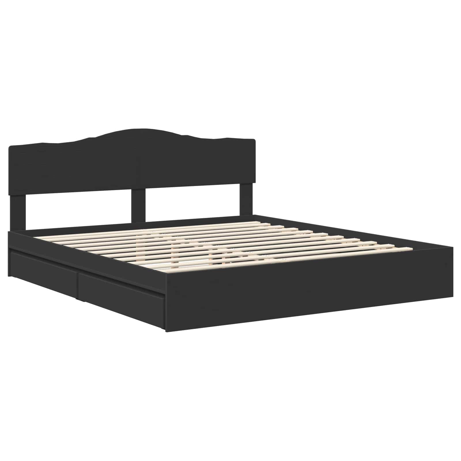Lit de Rangement Réglable Noir 200 x 200 cm Bois d'ingénierie