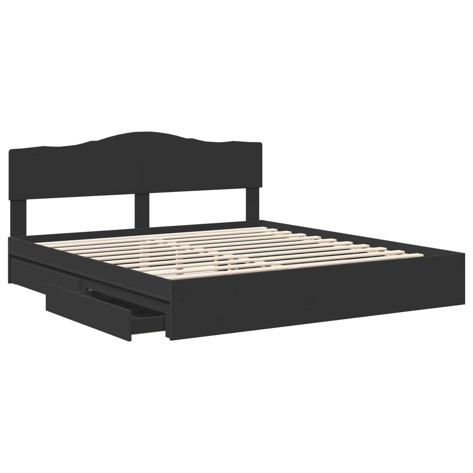 Lit de Rangement Réglable Noir 200 x 200 cm Bois d'ingénierie