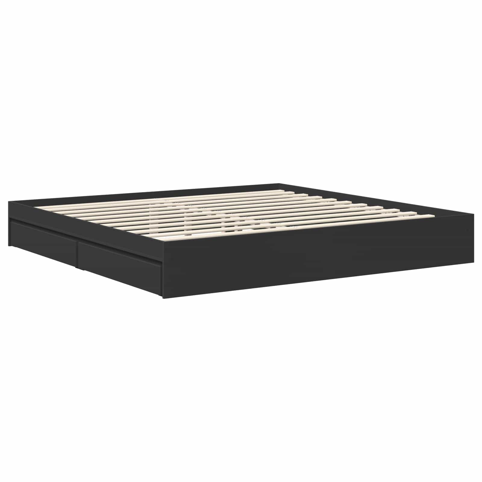 Lit de Rangement Réglable Noir 200 x 200 cm Bois d'ingénierie