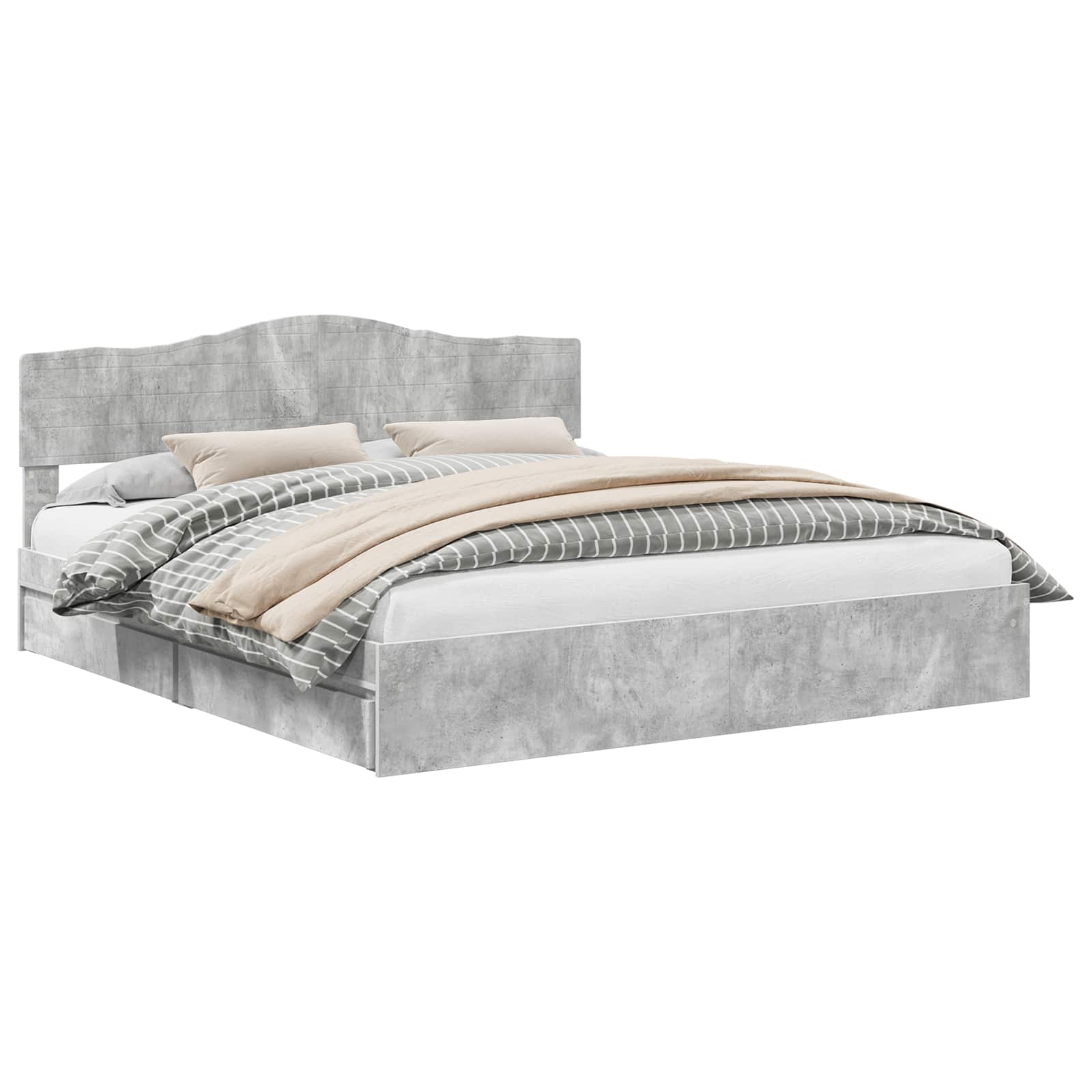 Lit de Rangement Gris béton 200 x 200 cm Bois d'ingénierie - XIOS