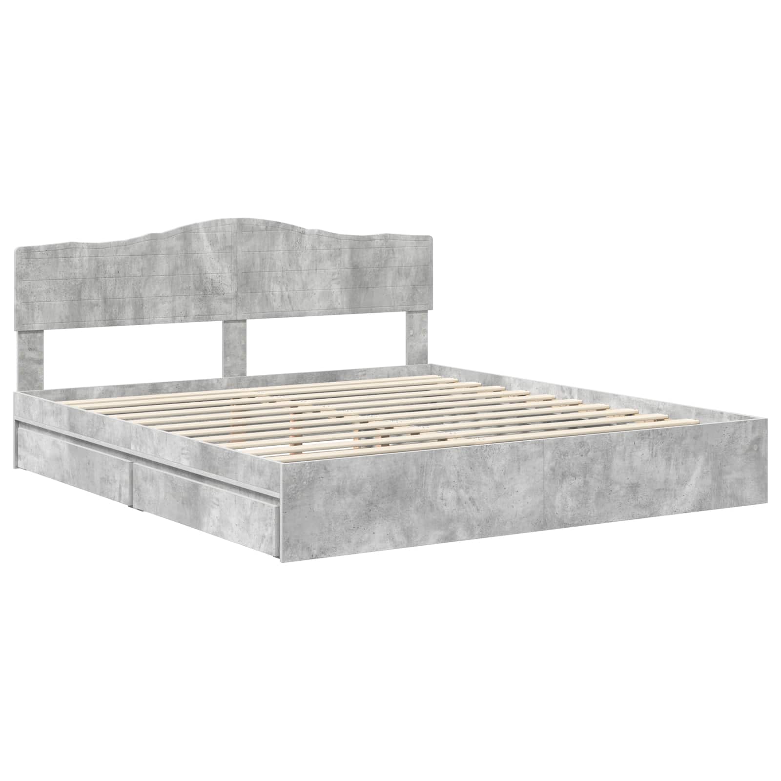 Lit de Rangement Gris béton 200 x 200 cm Bois d'ingénierie - XIOS