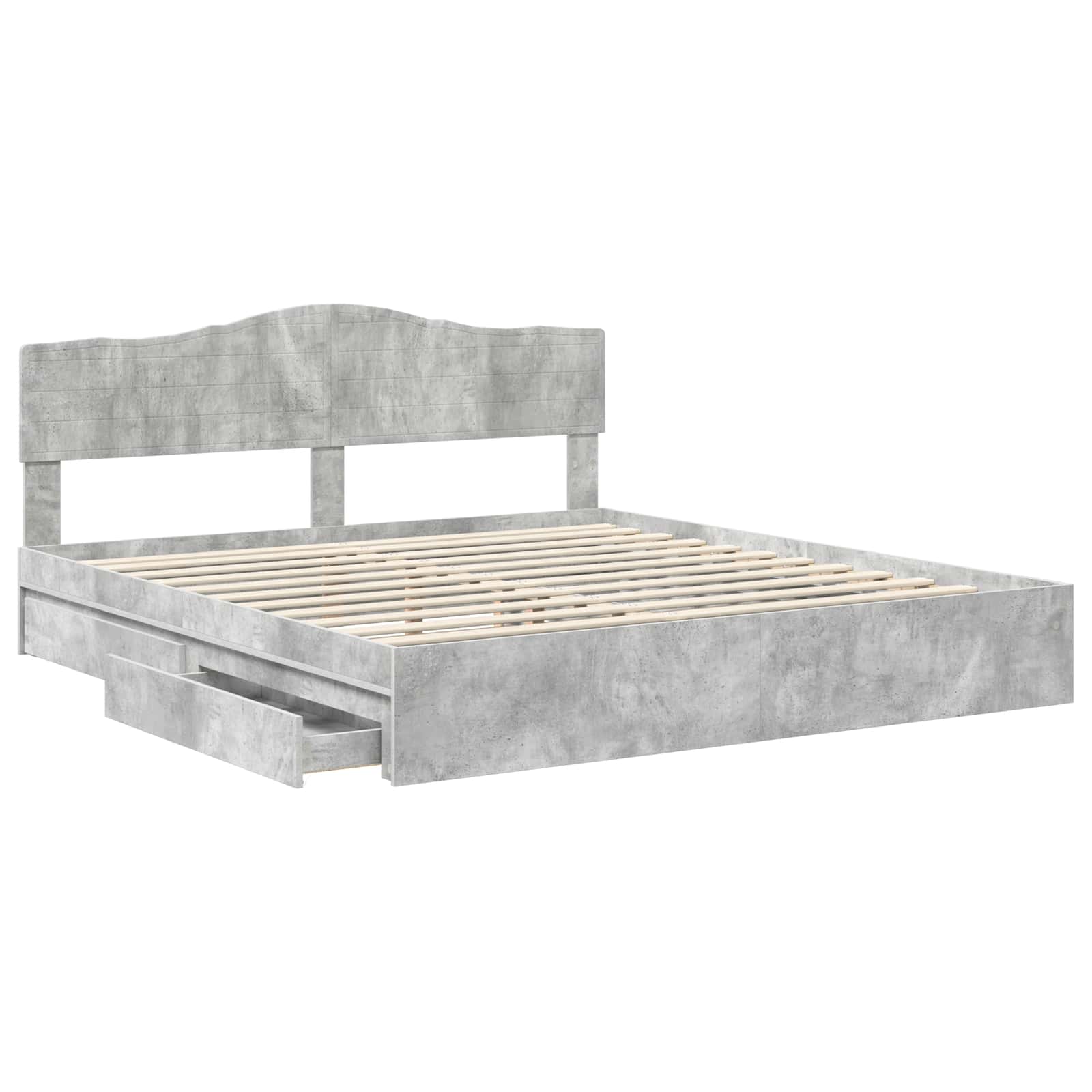 Lit de Rangement Gris béton 200 x 200 cm Bois d'ingénierie - XIOS