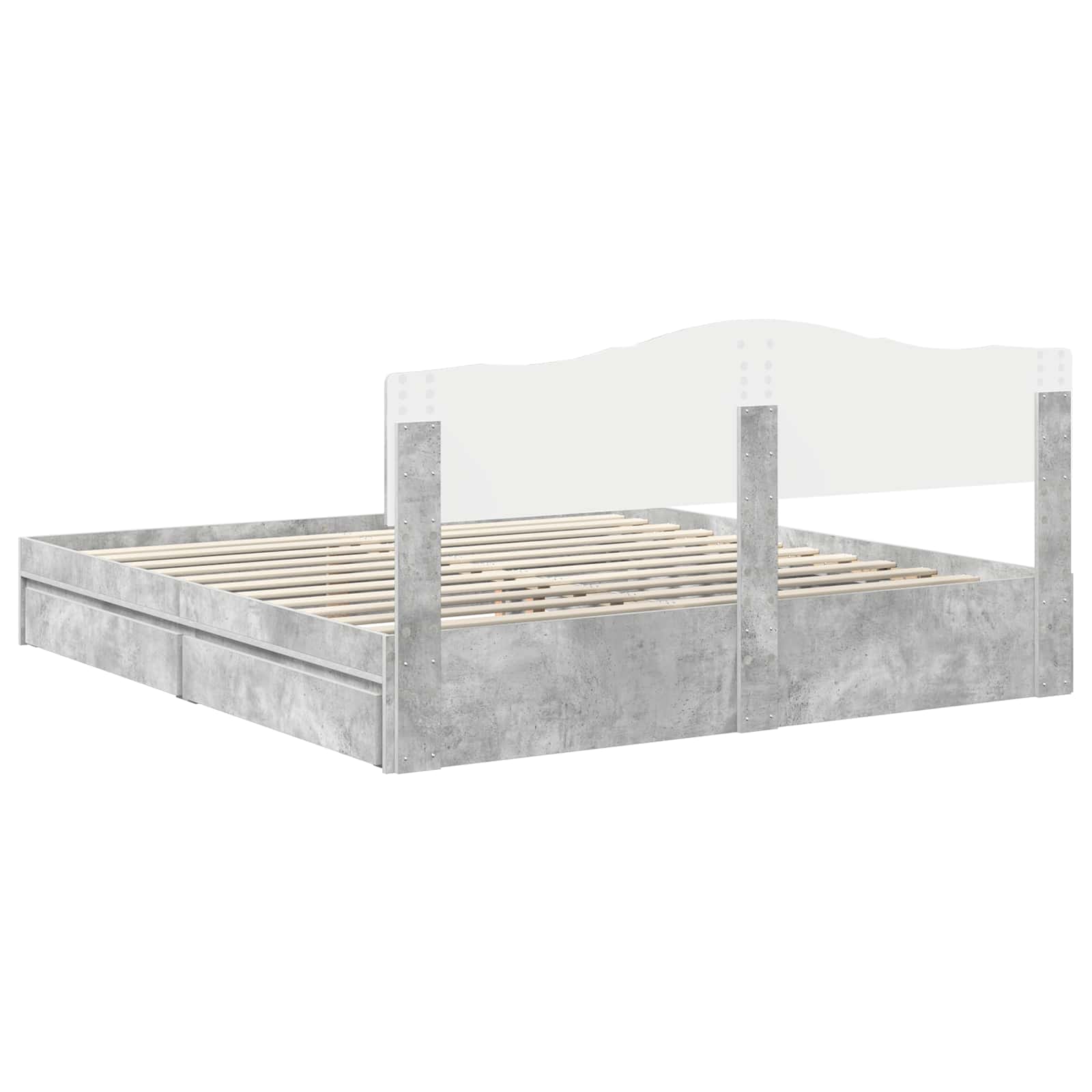 Lit de Rangement Gris béton 200 x 200 cm Bois d'ingénierie - XIOS