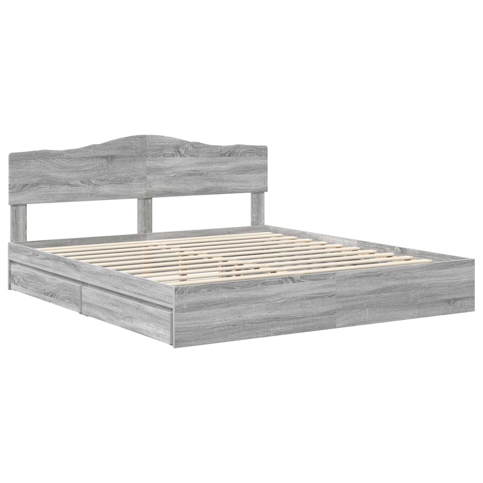 Lit de Rangement Gris Sonoma 200 x 200 cm Bois d'ingénierie - XIOS