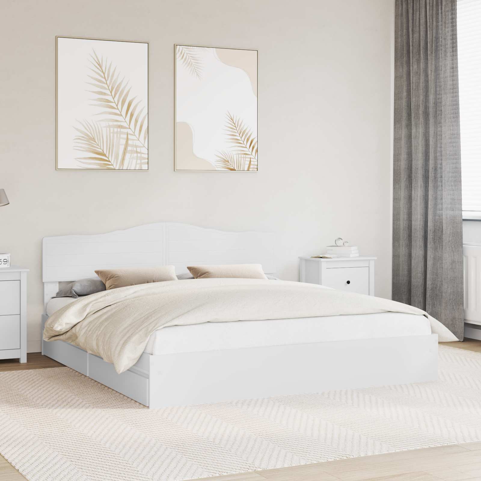 Lit de Rangement Réglable Blanc 180 x 200 cm Bois d'ingénierie