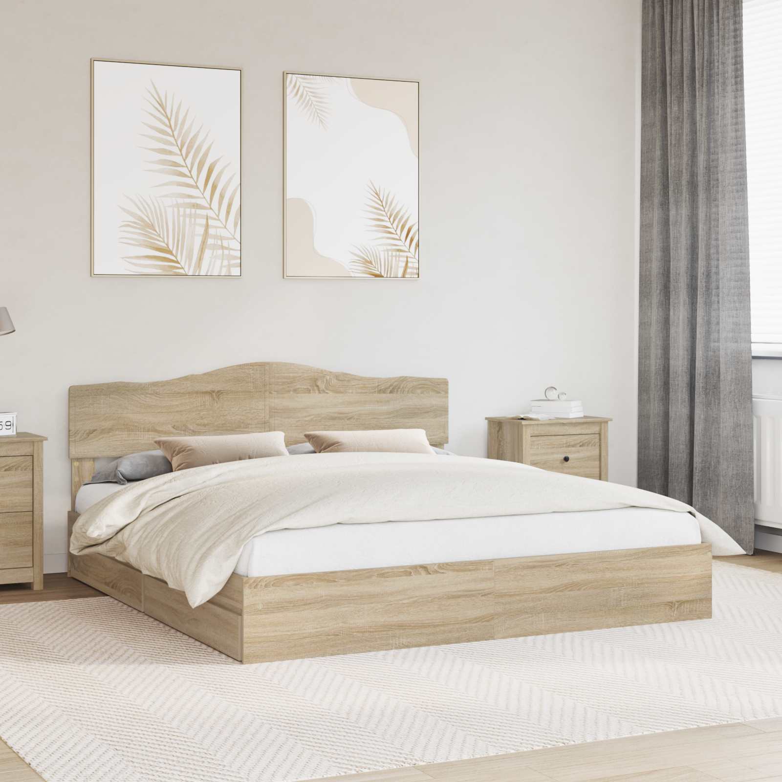 Lit de Rangement Chêne Sonoma 180 x 200 cm Bois d'ingénierie - XIOS