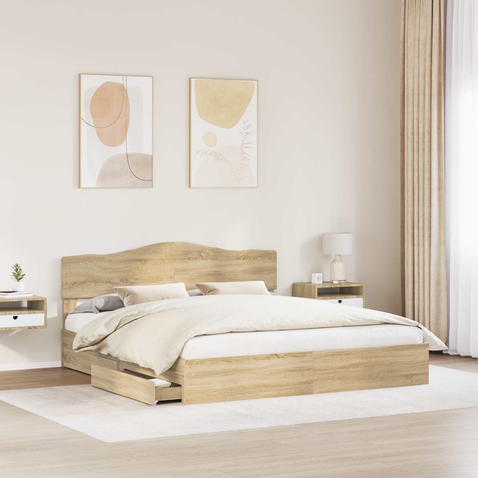 Lit de Rangement Chêne Sonoma 180 x 200 cm Bois d'ingénierie - XIOS