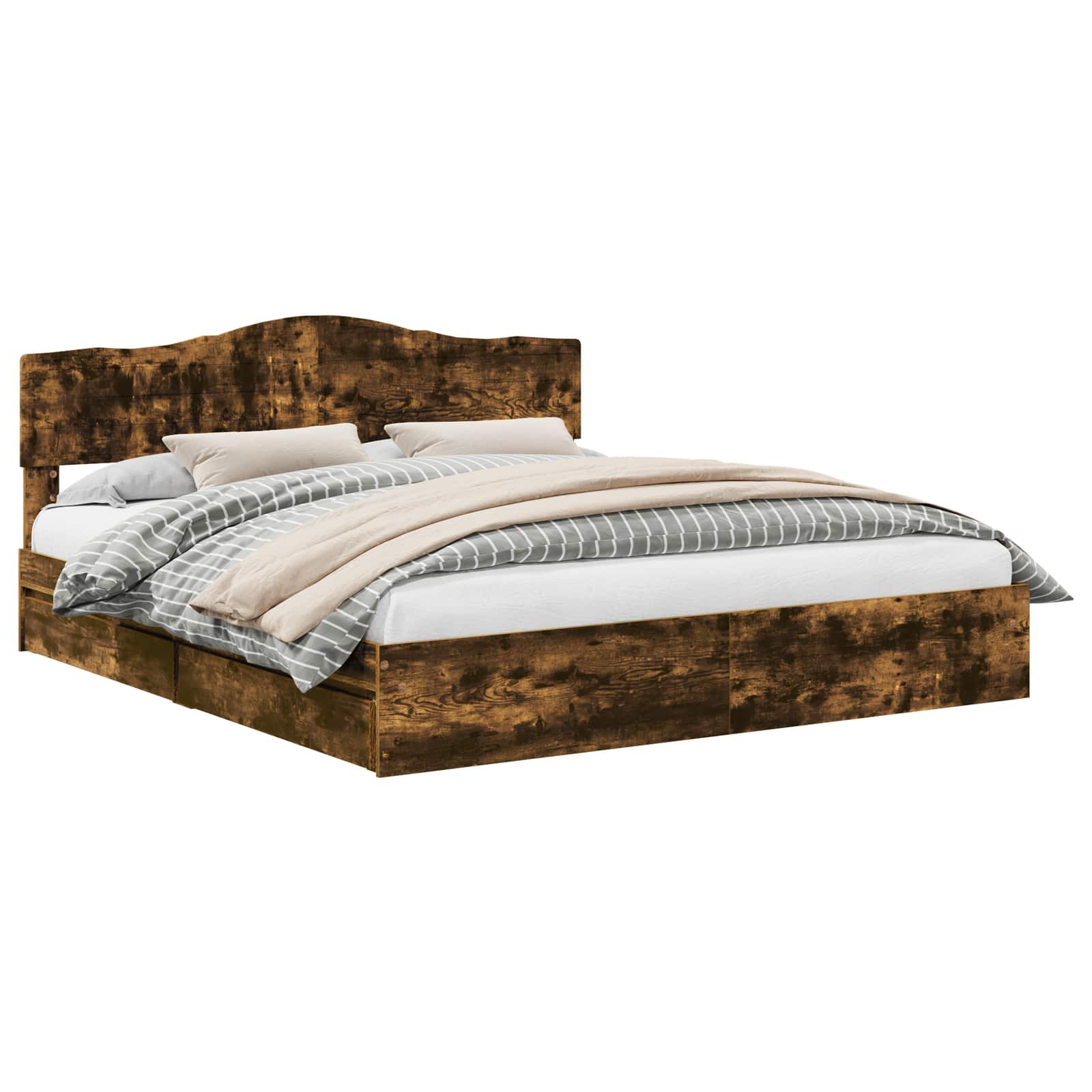 Lit de Rangement Chêne fumé 180 x 200 cm Bois d'ingénierie - XIOS