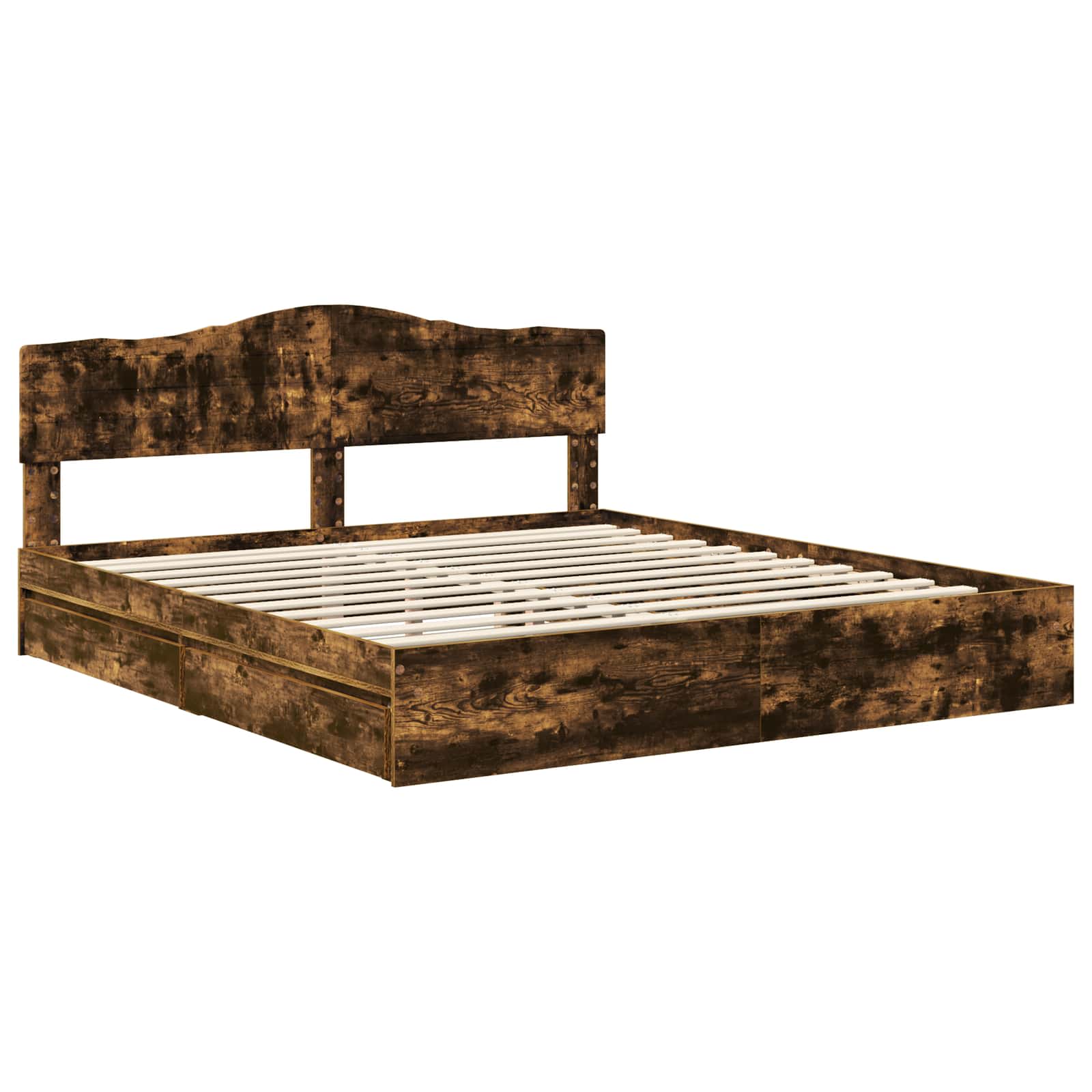 Lit de Rangement Chêne fumé 180 x 200 cm Bois d'ingénierie - XIOS