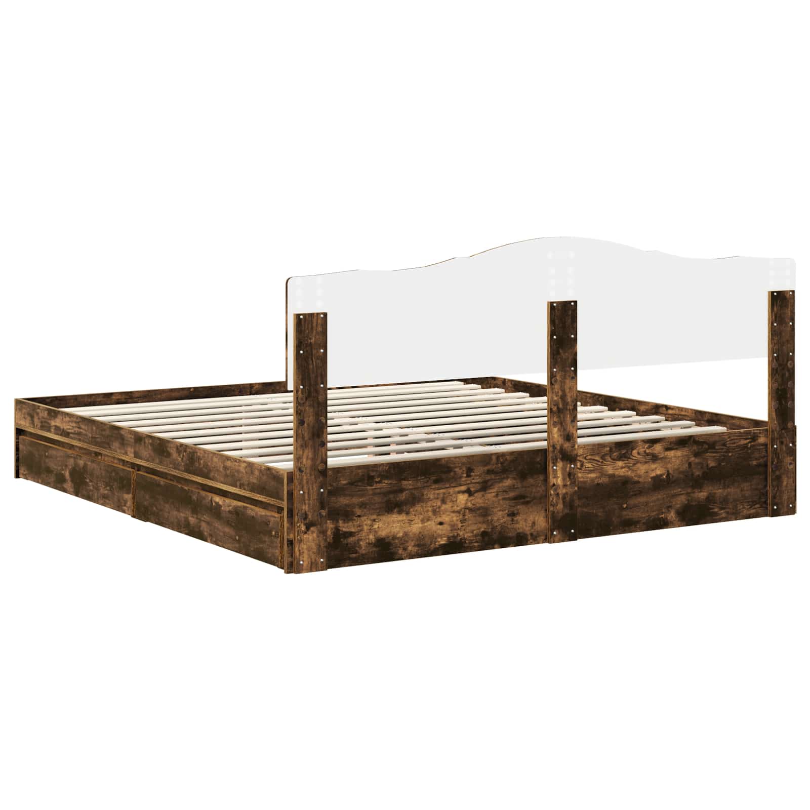 Lit de Rangement Chêne fumé 180 x 200 cm Bois d'ingénierie - XIOS