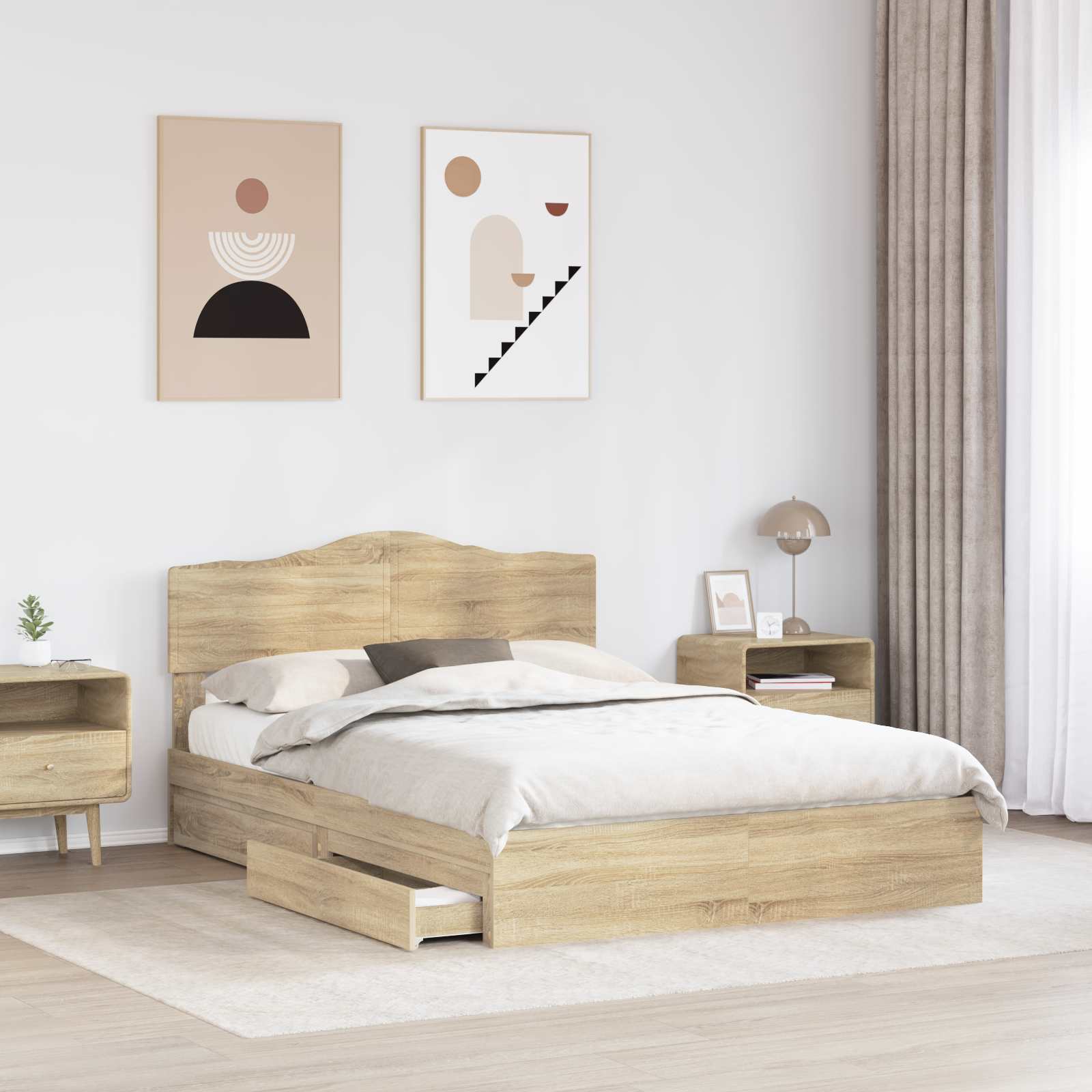 Lit de Rangement Chêne Sonoma 160 x 200 cm Bois d'ingénierie - XIOS