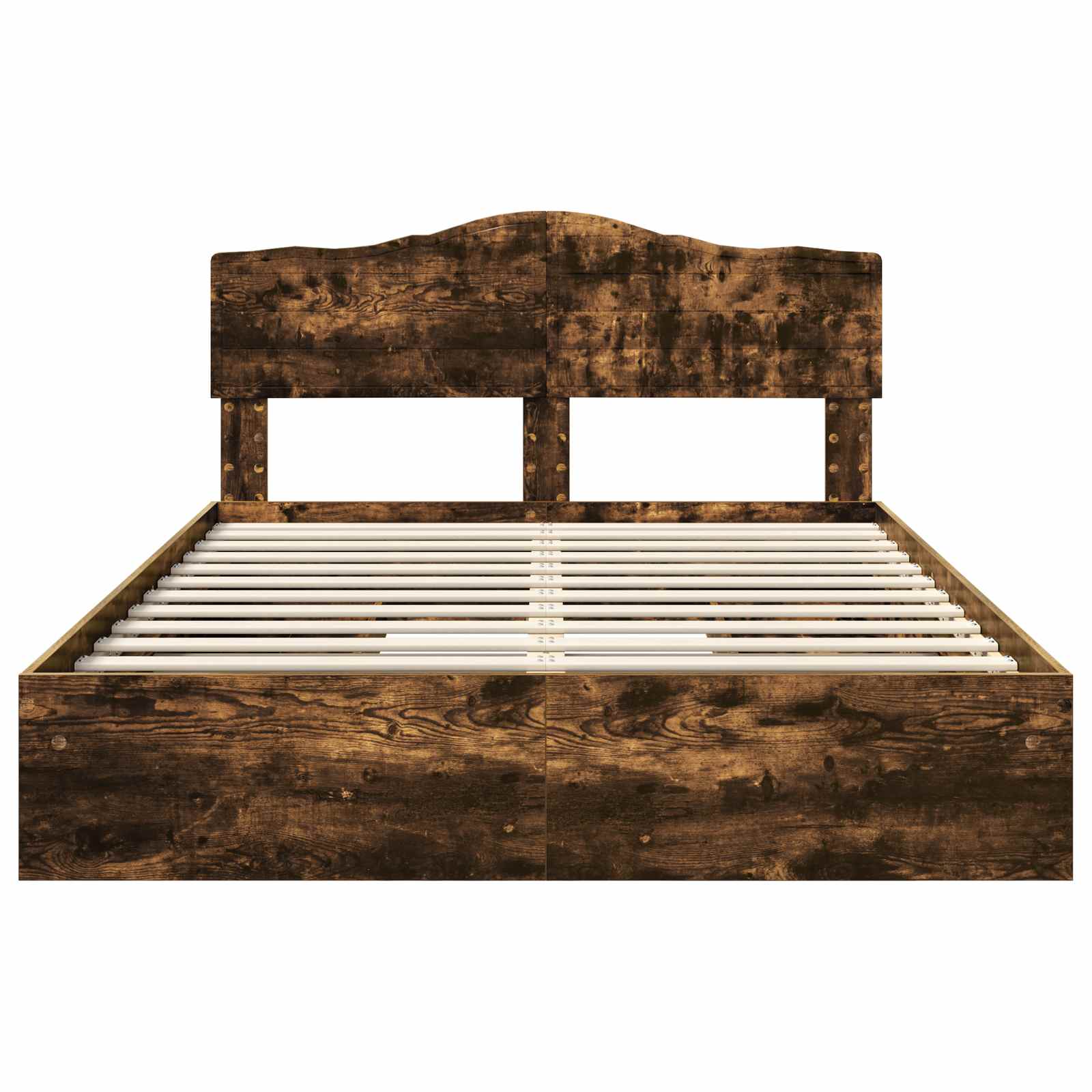 Lit de Rangement Chêne fumé 160 x 200 cm Bois d'ingénierie