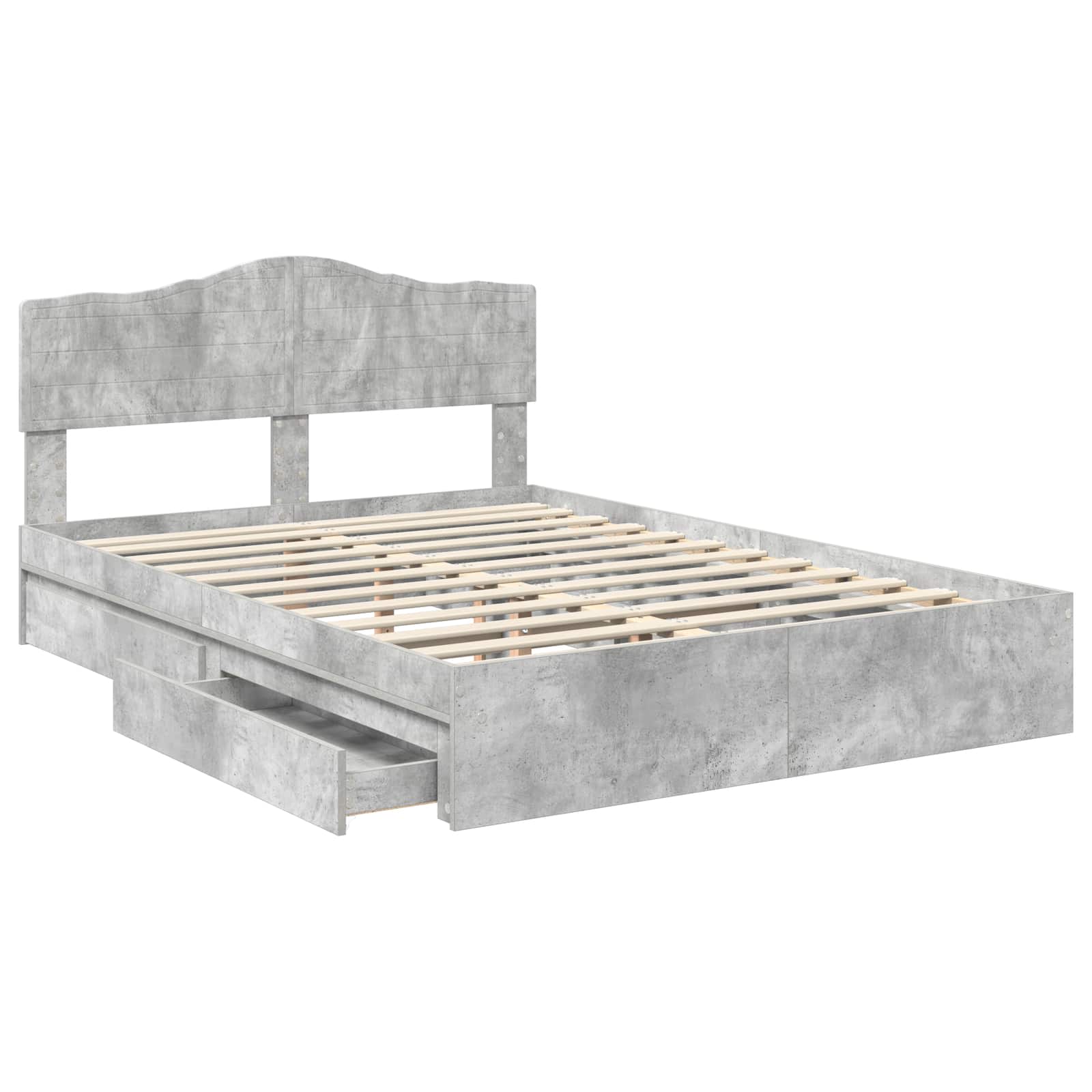 Lit de Rangement Gris béton 150 x 200 cm Bois d'ingénierie - XIOS