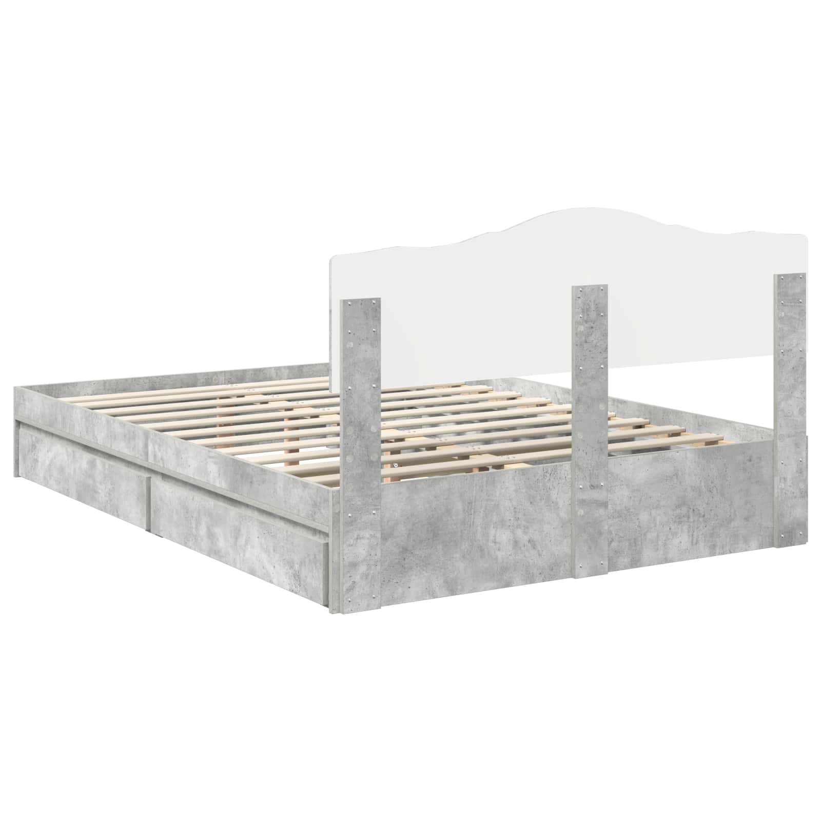 Lit de Rangement Gris béton 150 x 200 cm Bois d'ingénierie - XIOS