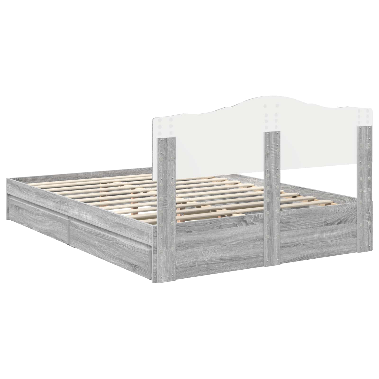 Lit de Rangement Gris Sonoma 140 x 200 cm Bois d'ingénierie - XIOS