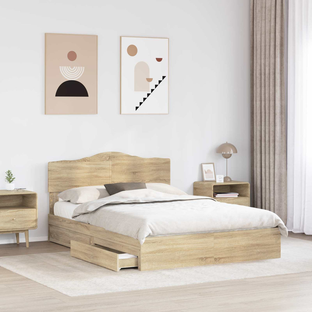 Lit de Rangement Chêne Sonoma 140 x 190 cm Bois d'ingénierie