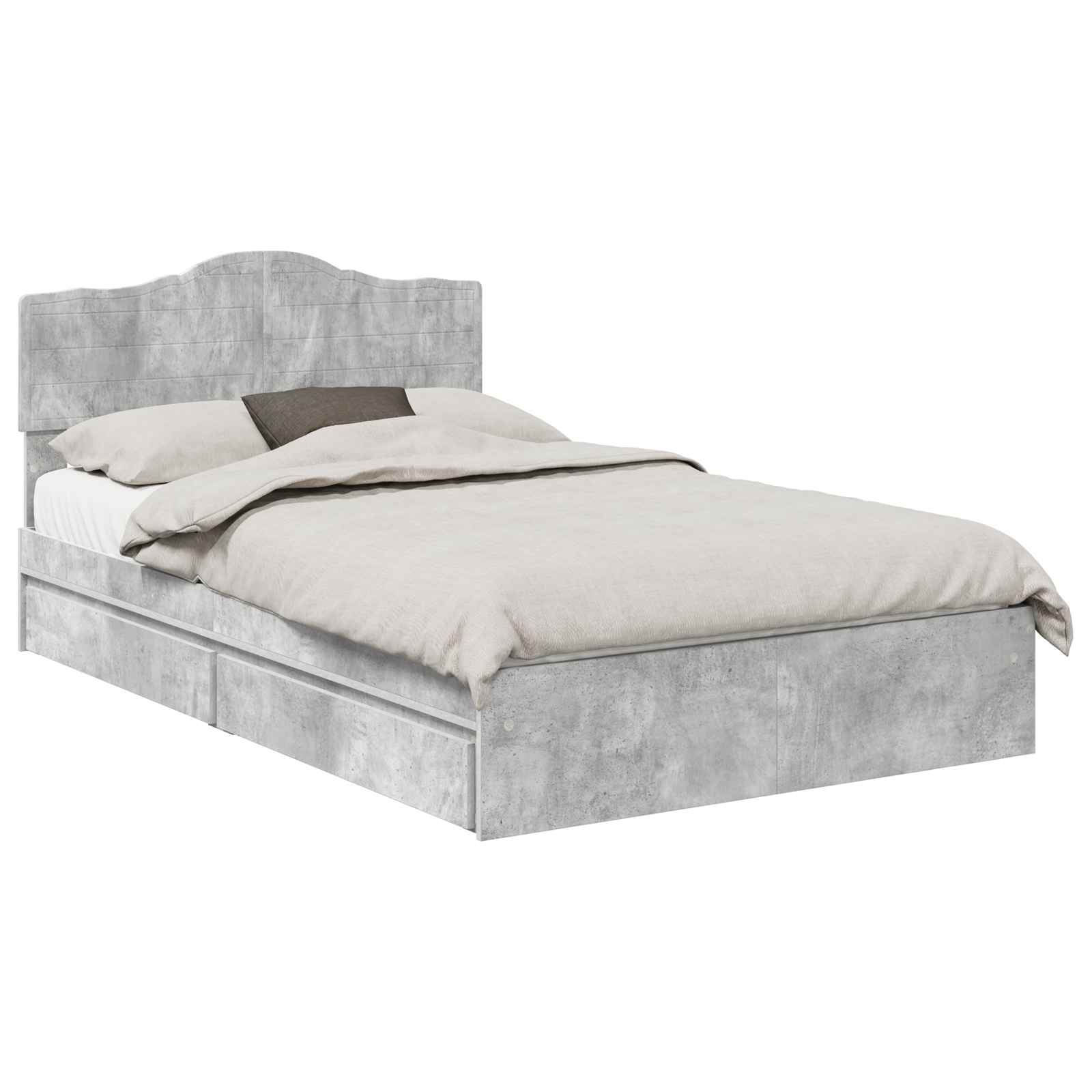 Lit de Rangement Gris béton 135 x 190 cm Bois d'ingénierie - XIOS