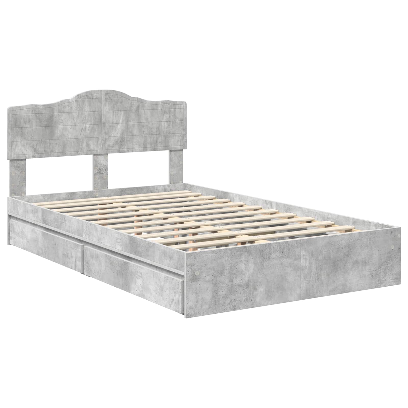 Lit de Rangement Gris béton 135 x 190 cm Bois d'ingénierie - XIOS