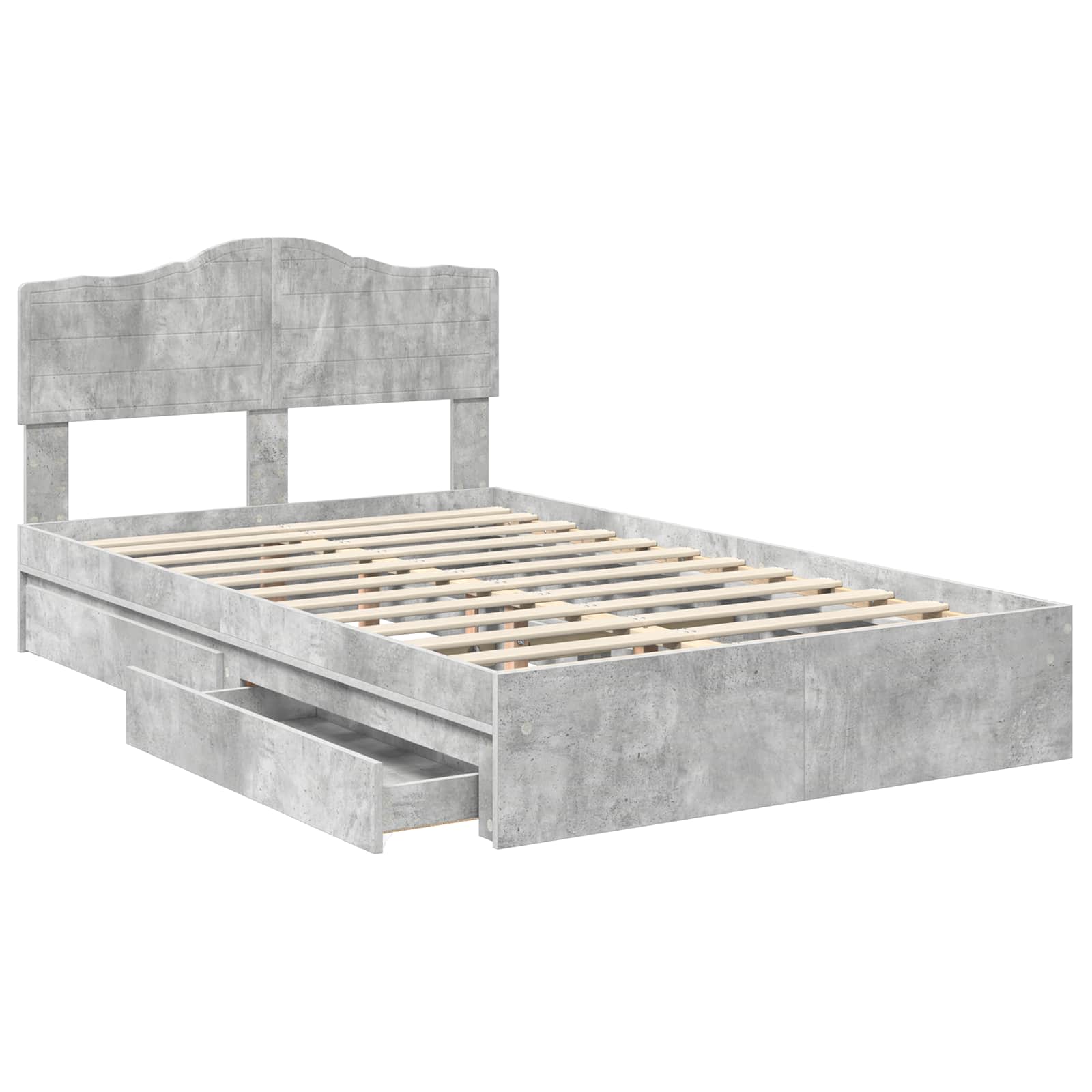 Lit de Rangement Gris béton 135 x 190 cm Bois d'ingénierie - XIOS