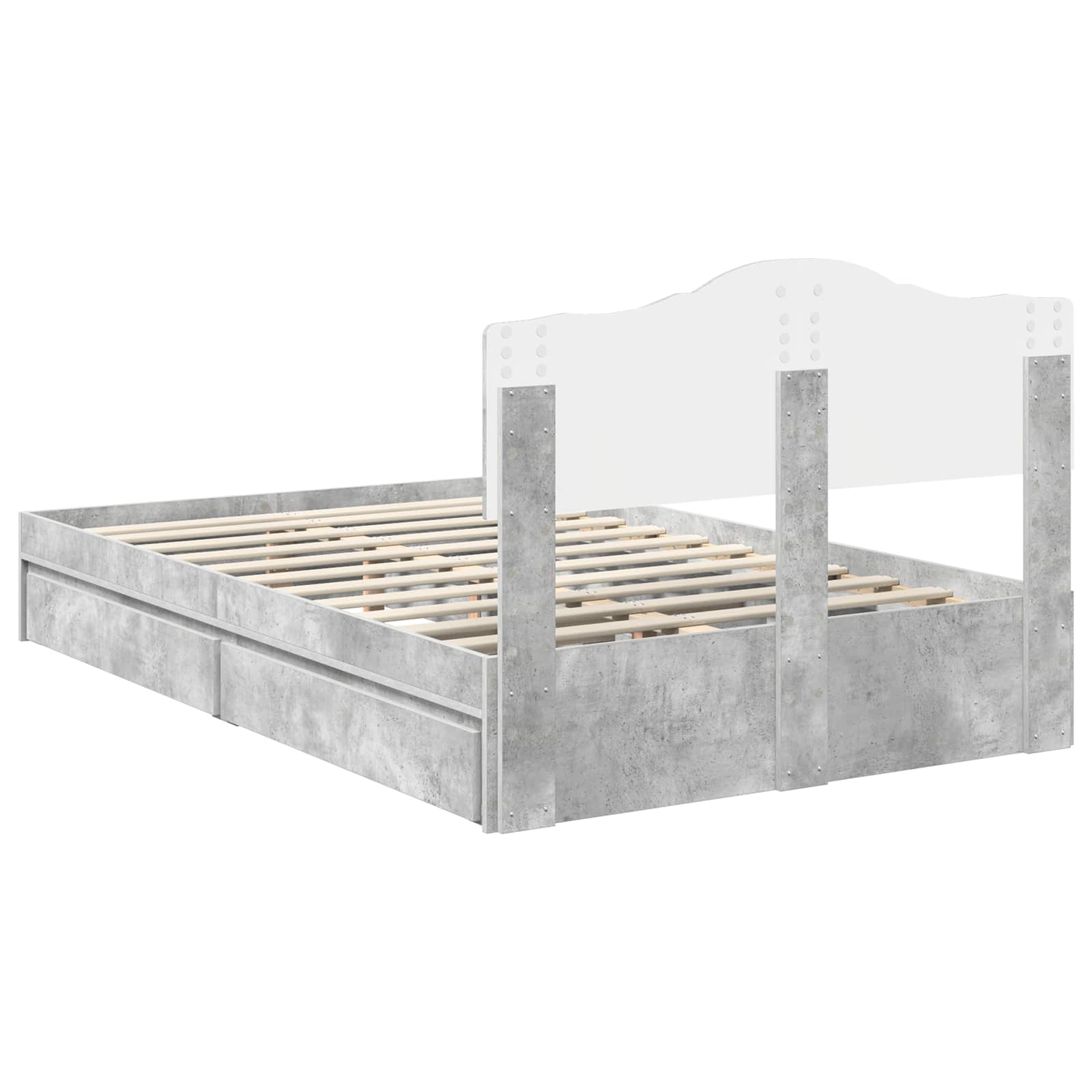 Lit de Rangement Gris béton 135 x 190 cm Bois d'ingénierie - XIOS