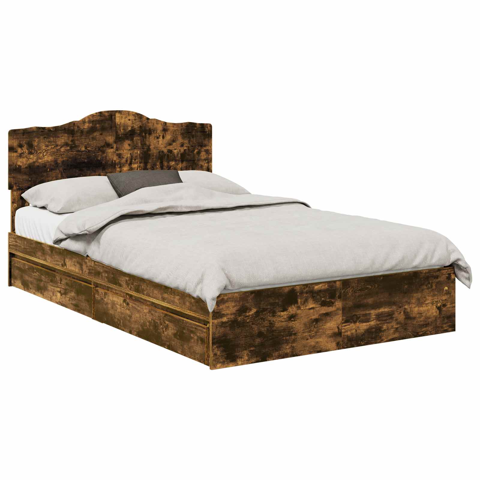 Lit de Rangement Chêne fumé 135 x 190 cm Bois d'ingénierie - XIOS