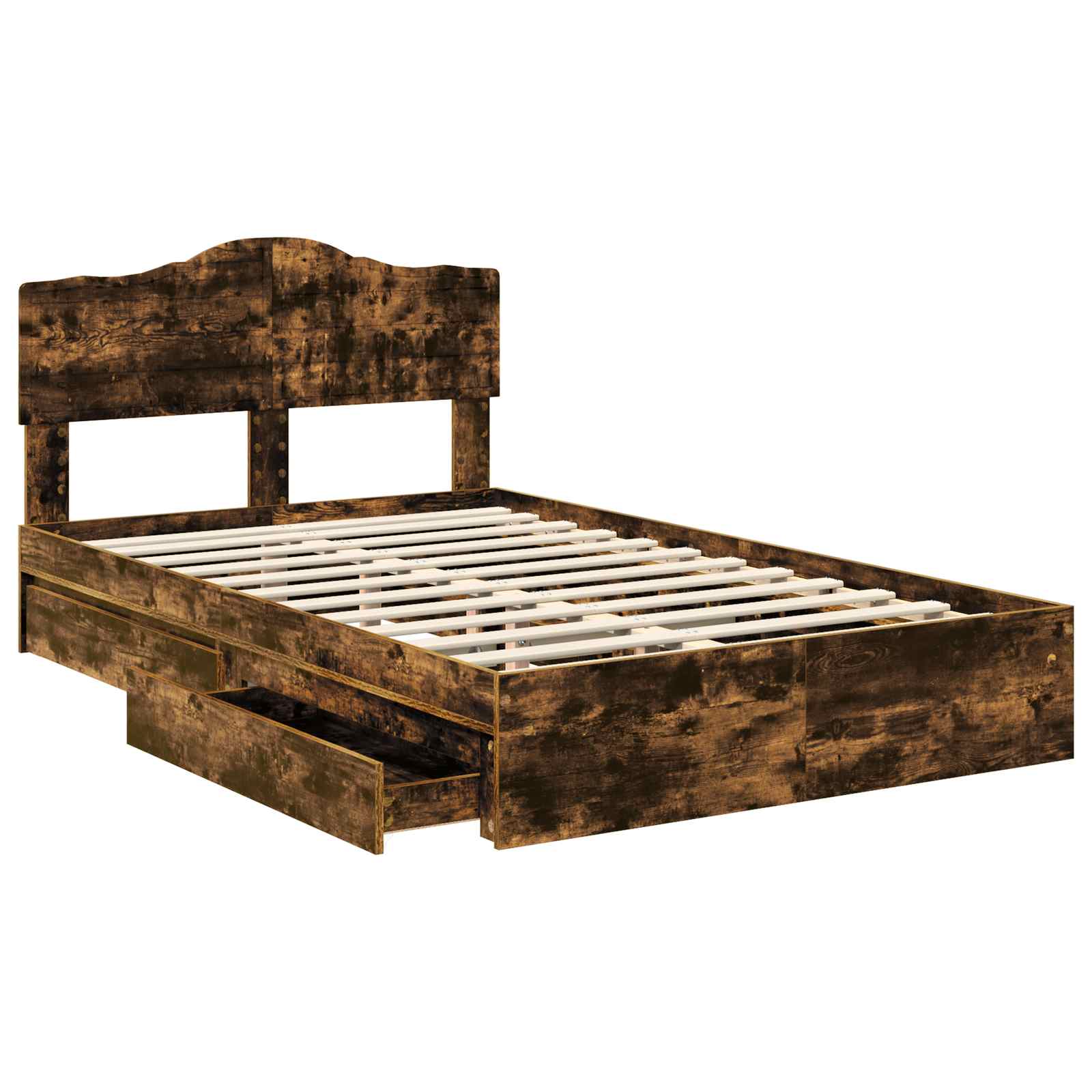 Lit de Rangement Chêne fumé 135 x 190 cm Bois d'ingénierie - XIOS