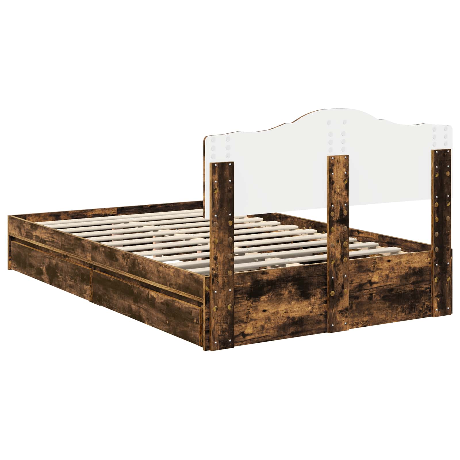 Lit de Rangement Chêne fumé 135 x 190 cm Bois d'ingénierie - XIOS
