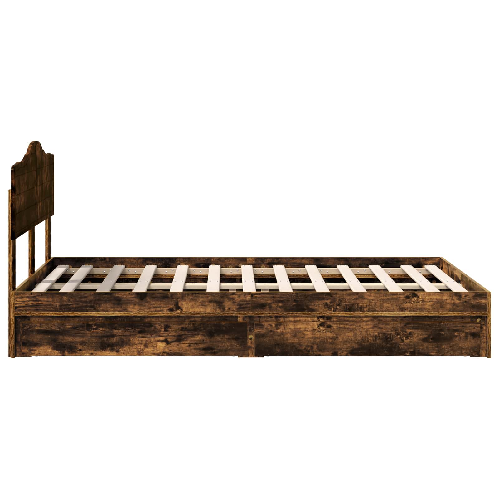 Lit de Rangement Chêne fumé 135 x 190 cm Bois d'ingénierie - XIOS