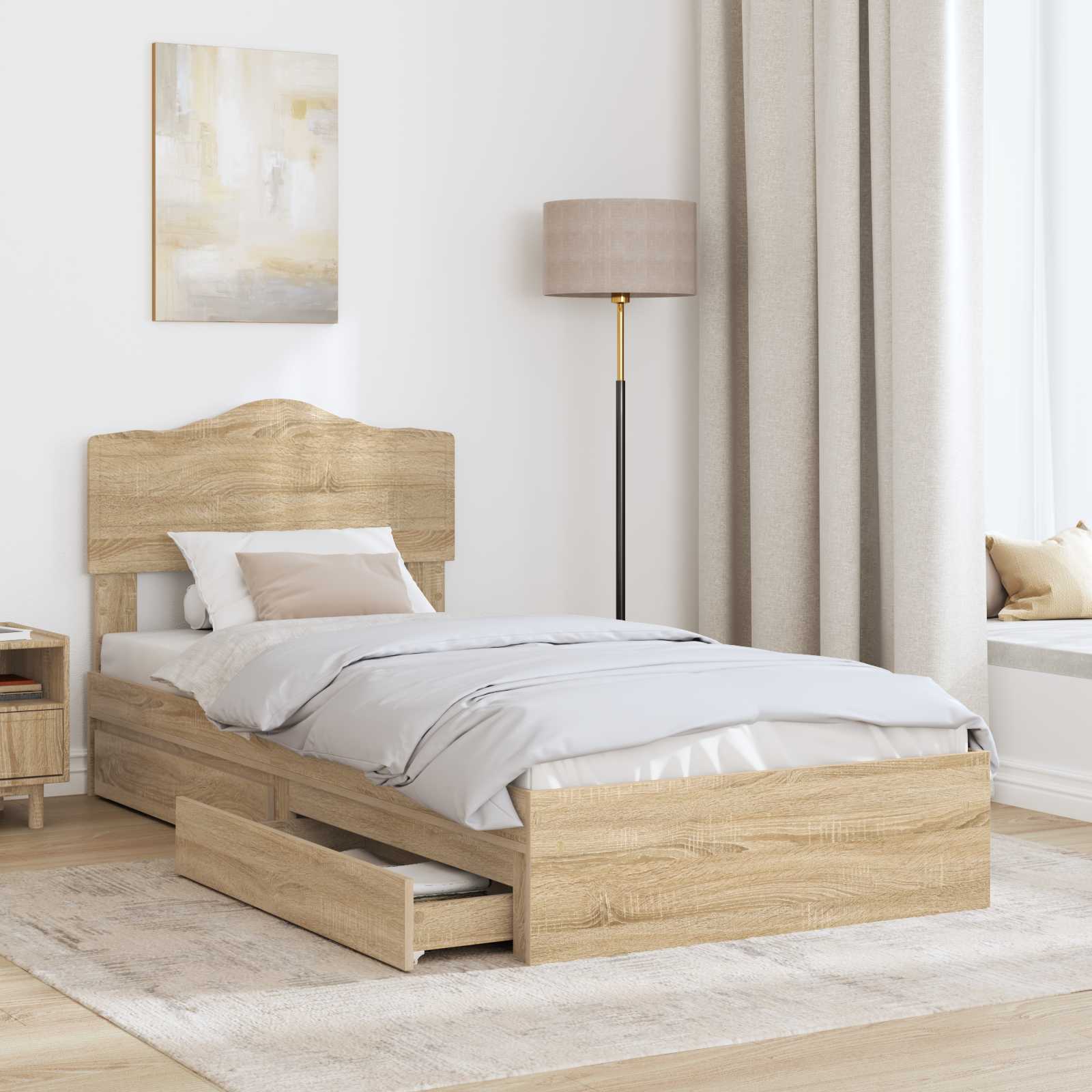 Lit de Rangement Chêne Sonoma 100 x 200 cm Bois d'ingénierie - XIOS