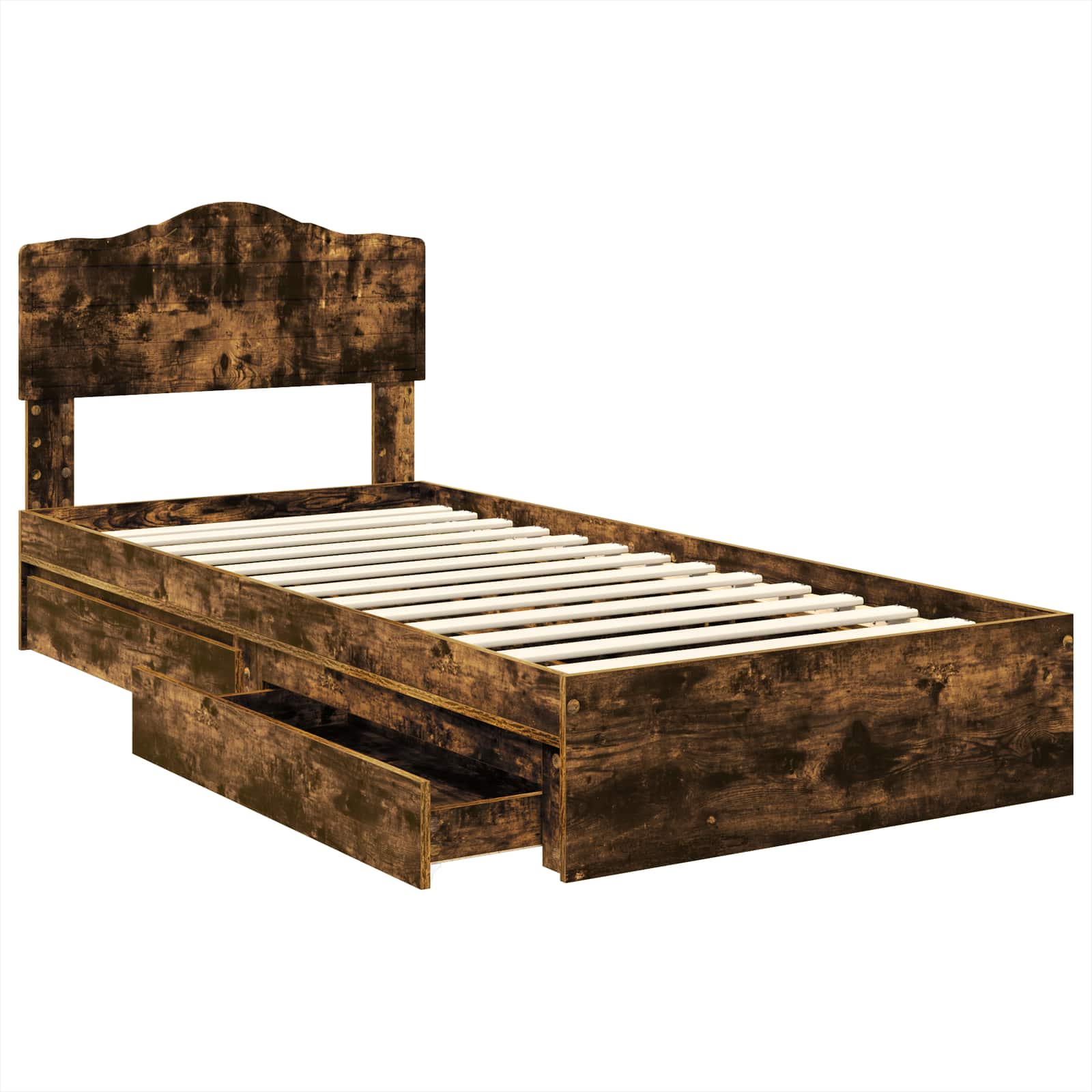 Lit de Rangement Chêne fumé 100 x 200 cm Bois d'ingénierie - XIOS