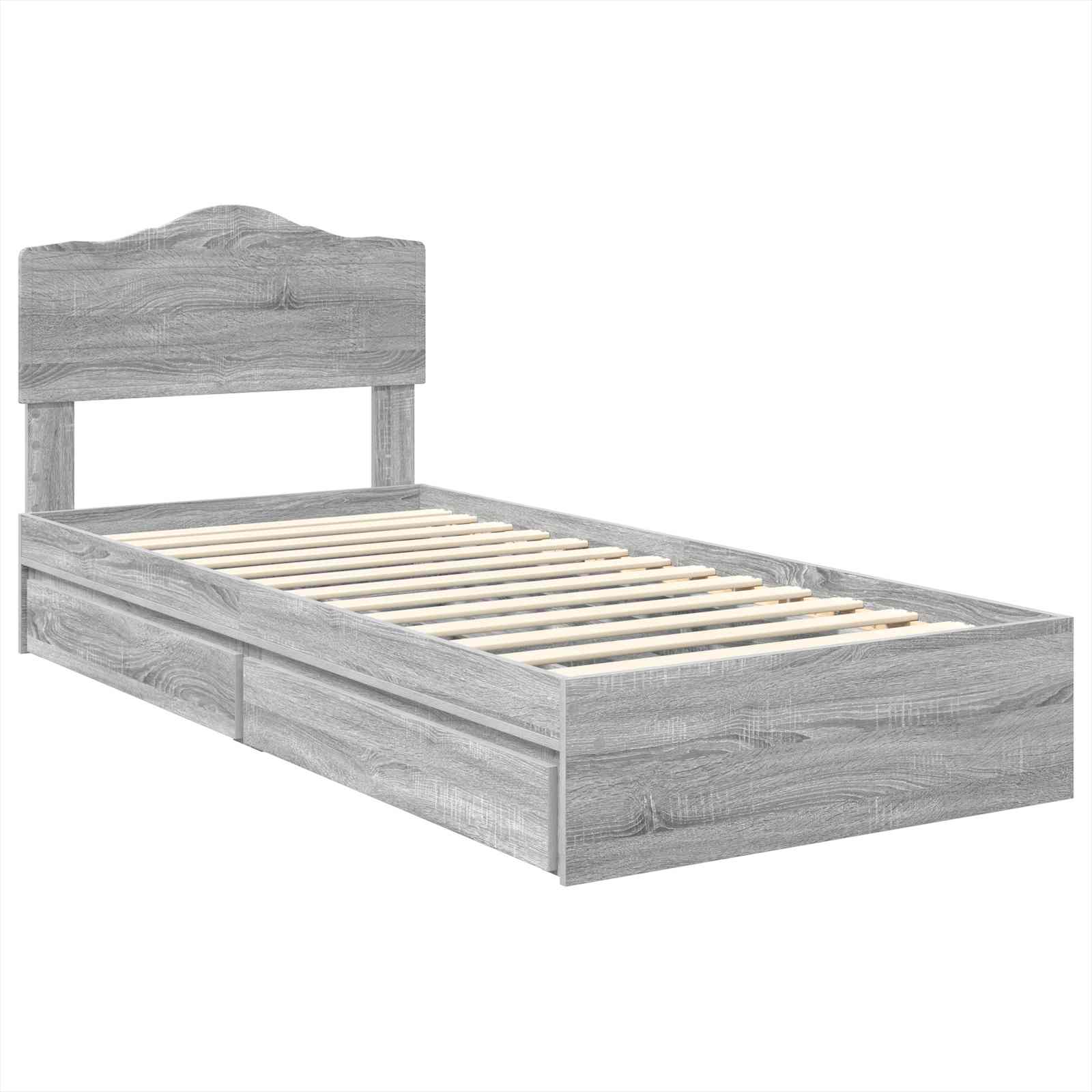 Lit de Rangement Gris Sonoma 90 x 200 cm Bois d'ingénierie - XIOS