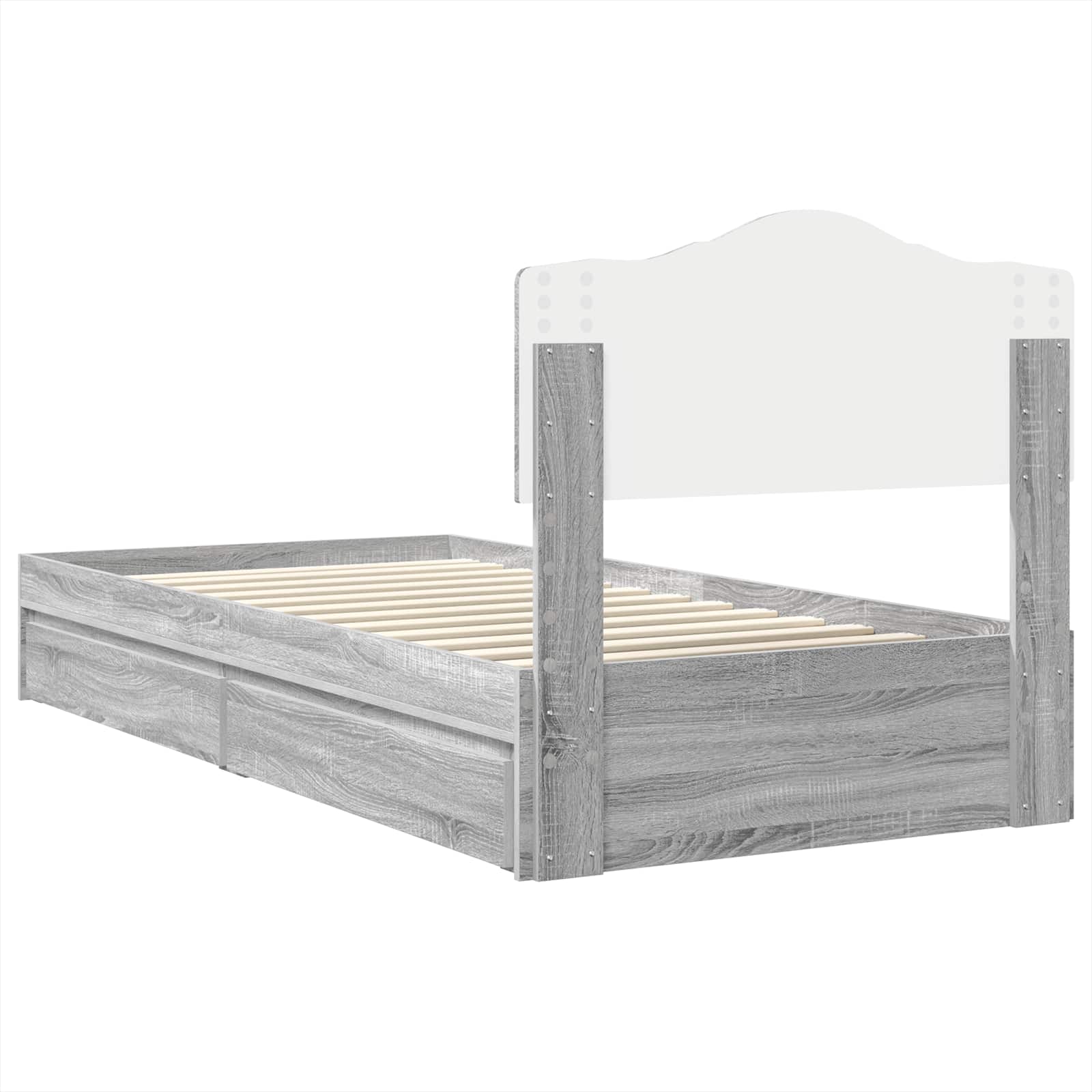 Lit de Rangement Gris Sonoma 90 x 200 cm Bois d'ingénierie - XIOS