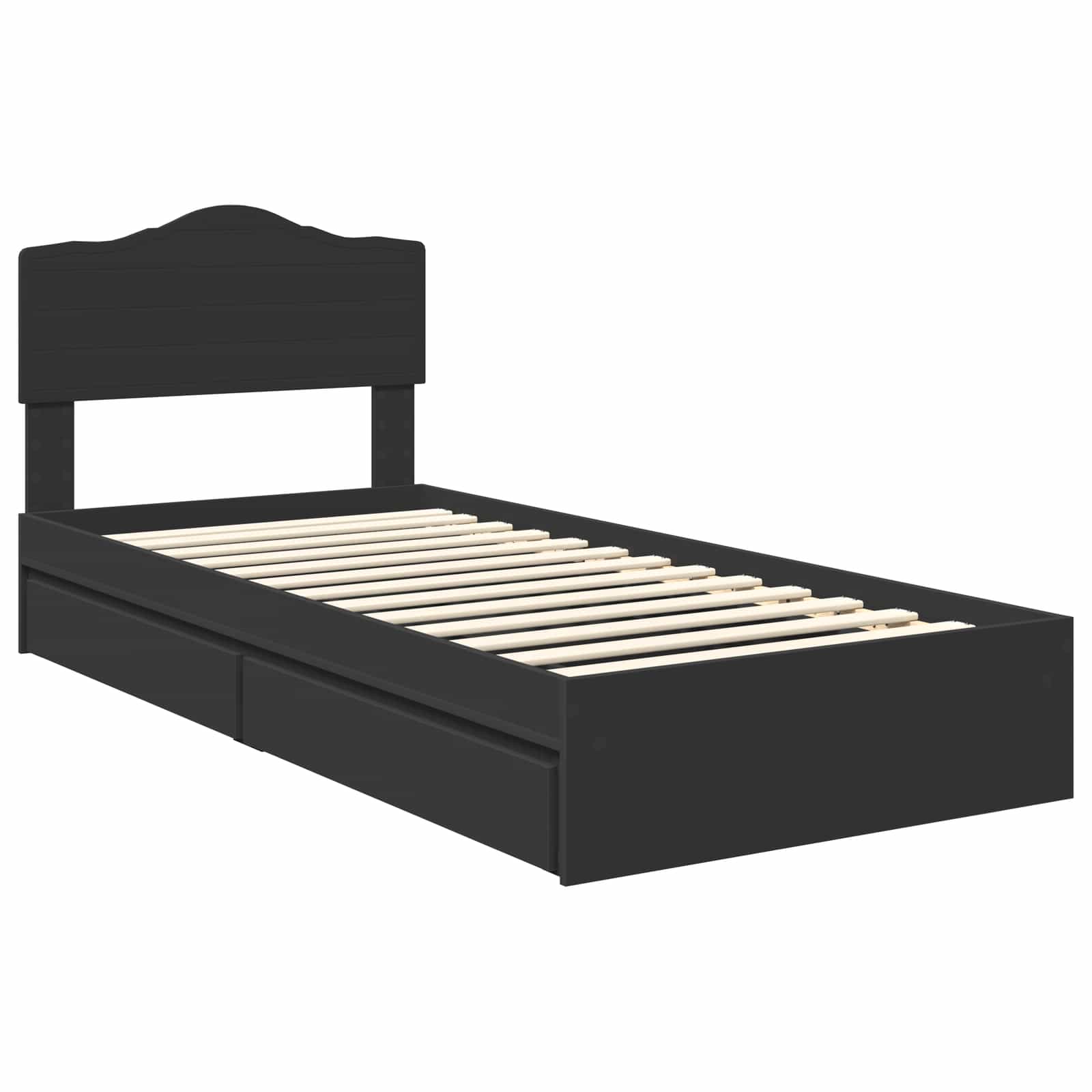 Lit de Rangement avec tiroir Noir 90 x 190 cm Bois d'ingénierie - XIOS