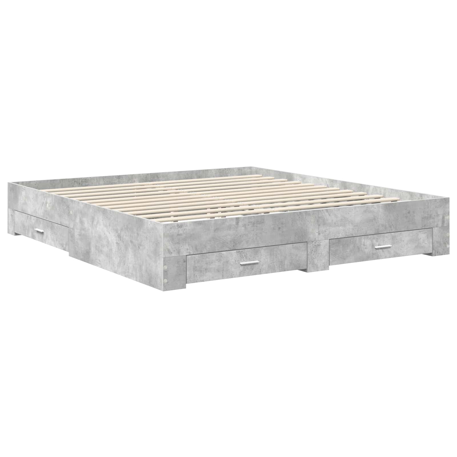 Cadre de lit Gris béton 200 x 200 cm Bois d'ingénierie - XIOS