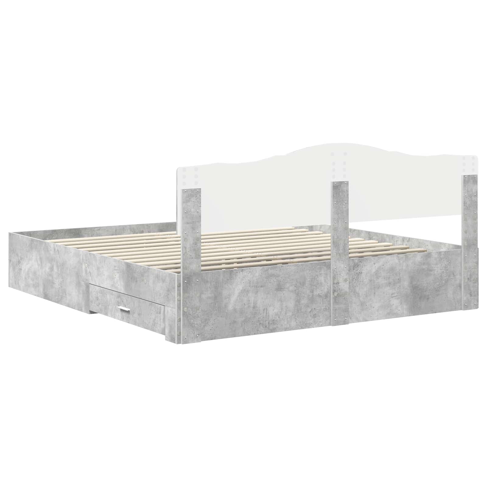 Cadre de lit Gris béton 200 x 200 cm Bois d'ingénierie - XIOS