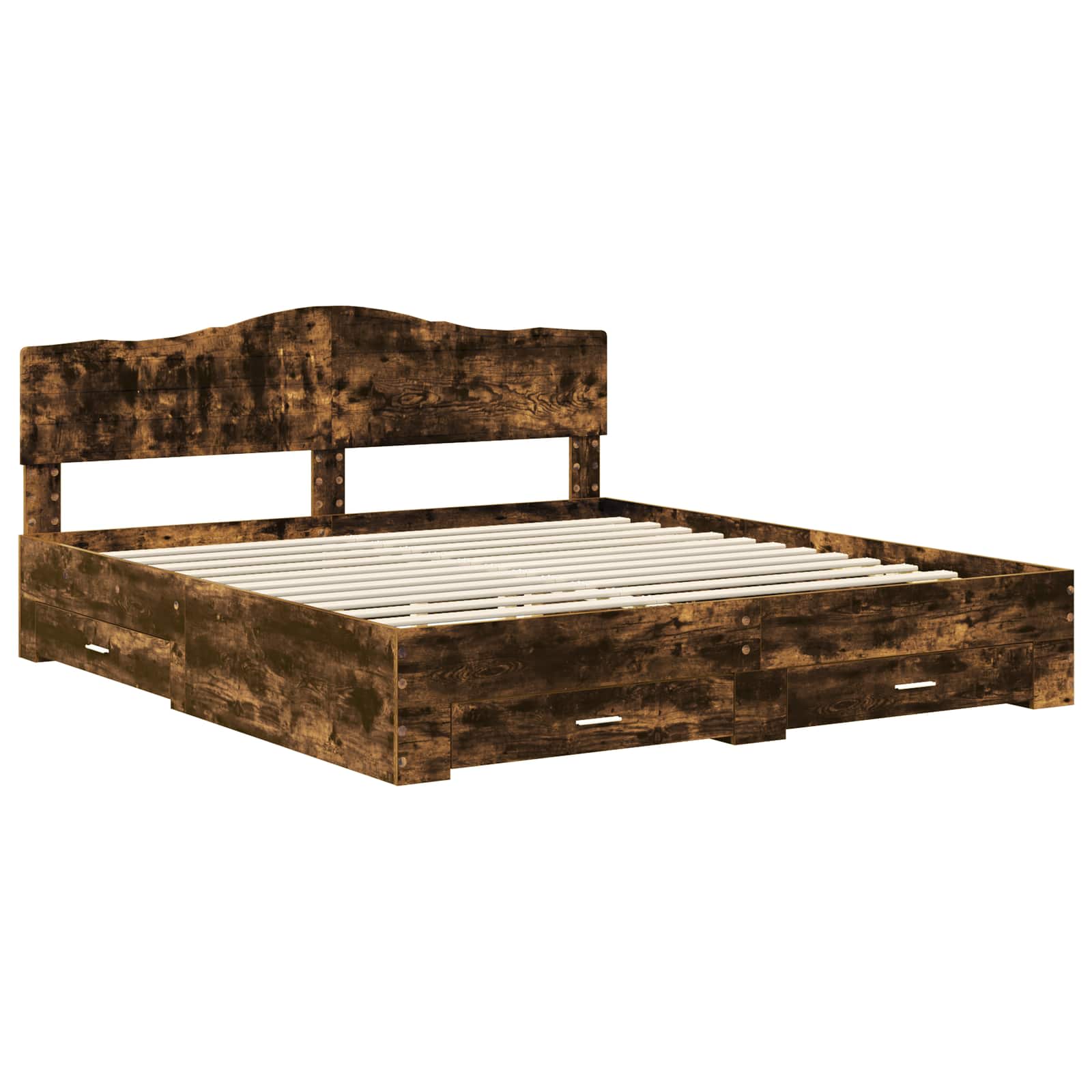 Cadre de lit Chêne fumé 200 x 200 cm Bois d'ingénierie - XIOS