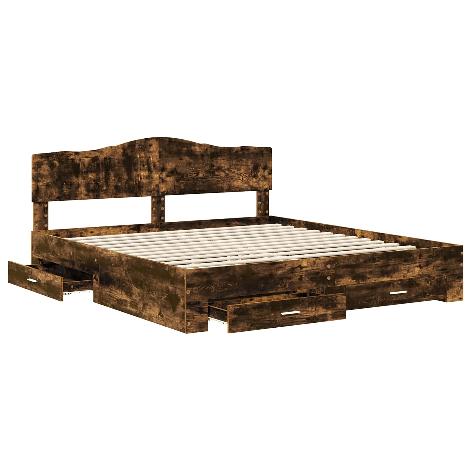Cadre de lit Chêne fumé 200 x 200 cm Bois d'ingénierie - XIOS