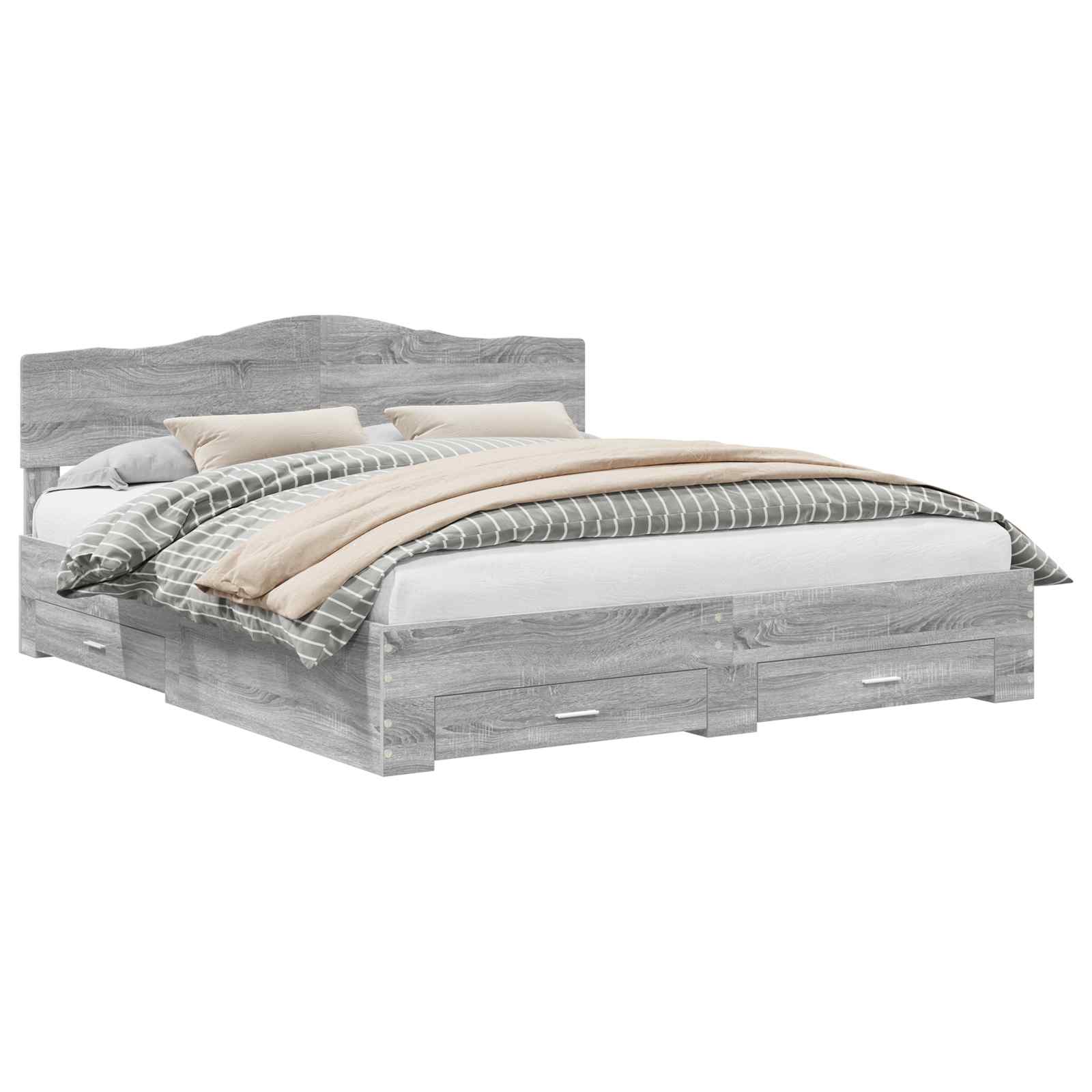 Cadre de lit Gris Sonoma 200 x 200 cm Bois d'ingénierie - XIOS